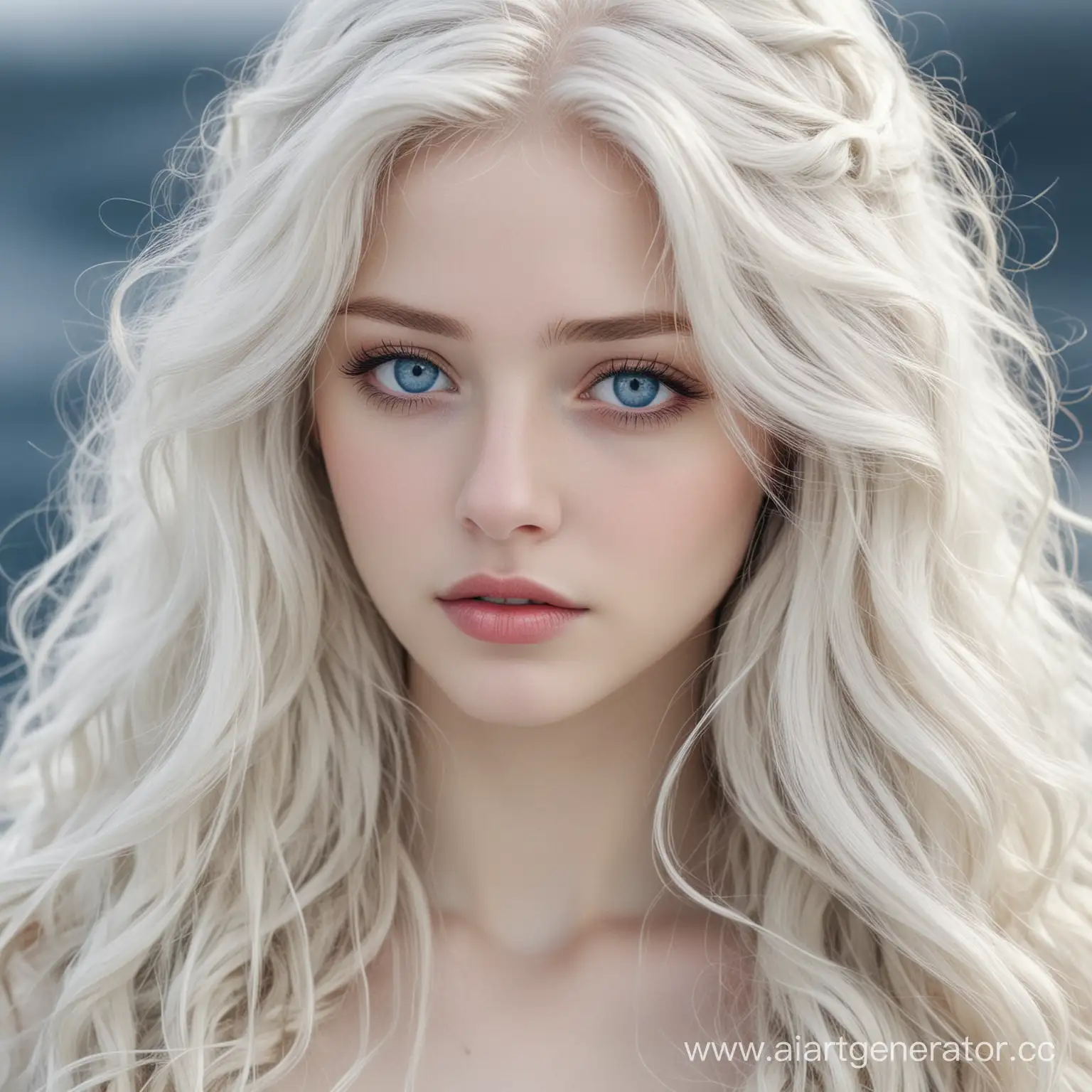 девушка, принцесса, длинные волнистые белые волосы, голубые глаза, бледная кожа, холод, север, строгость