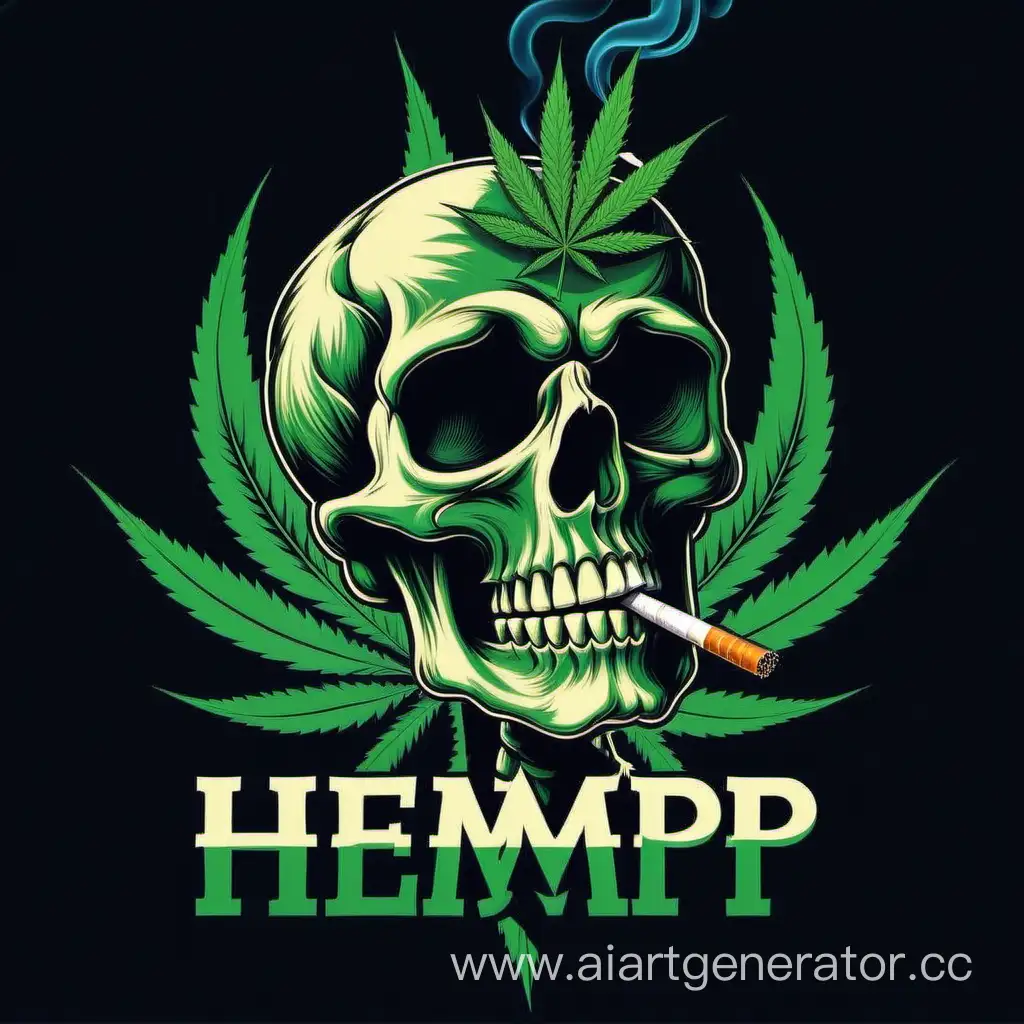 Smoking-Skull-with-Hemp-Logo-Unique-Artistic-Representation
