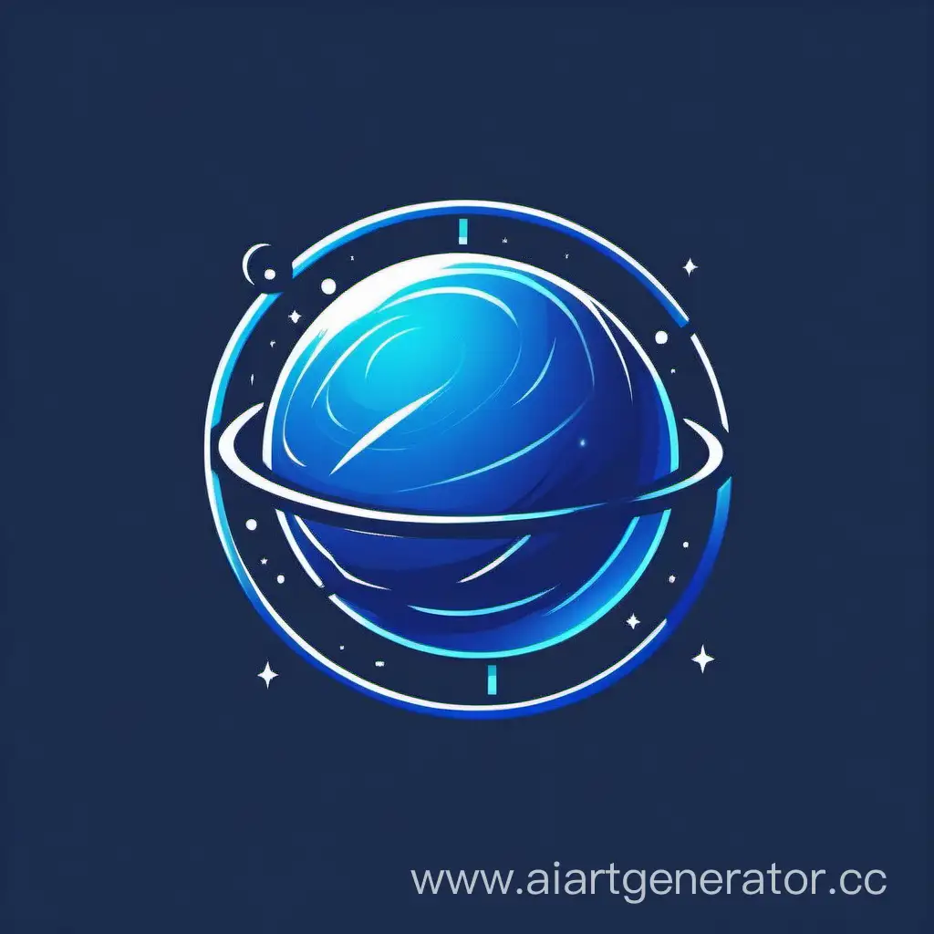 2д логотип планеты в синем цвете