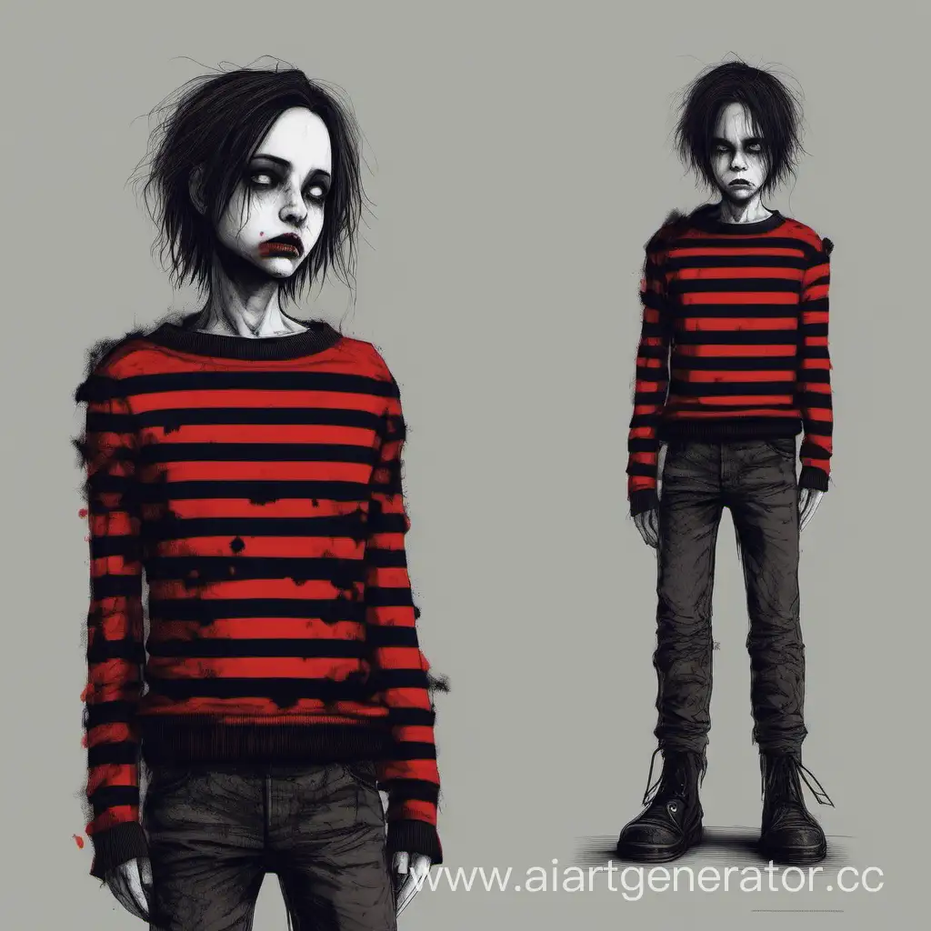 Brooding-Figure-in-Tattered-Red-and-Black-Striped-Sweater