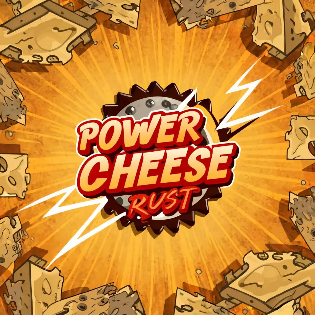 a logo design,with the text "PoWer Cheese Rust", main symbol:A lightning bolt made of cheese,Moderate,clear background