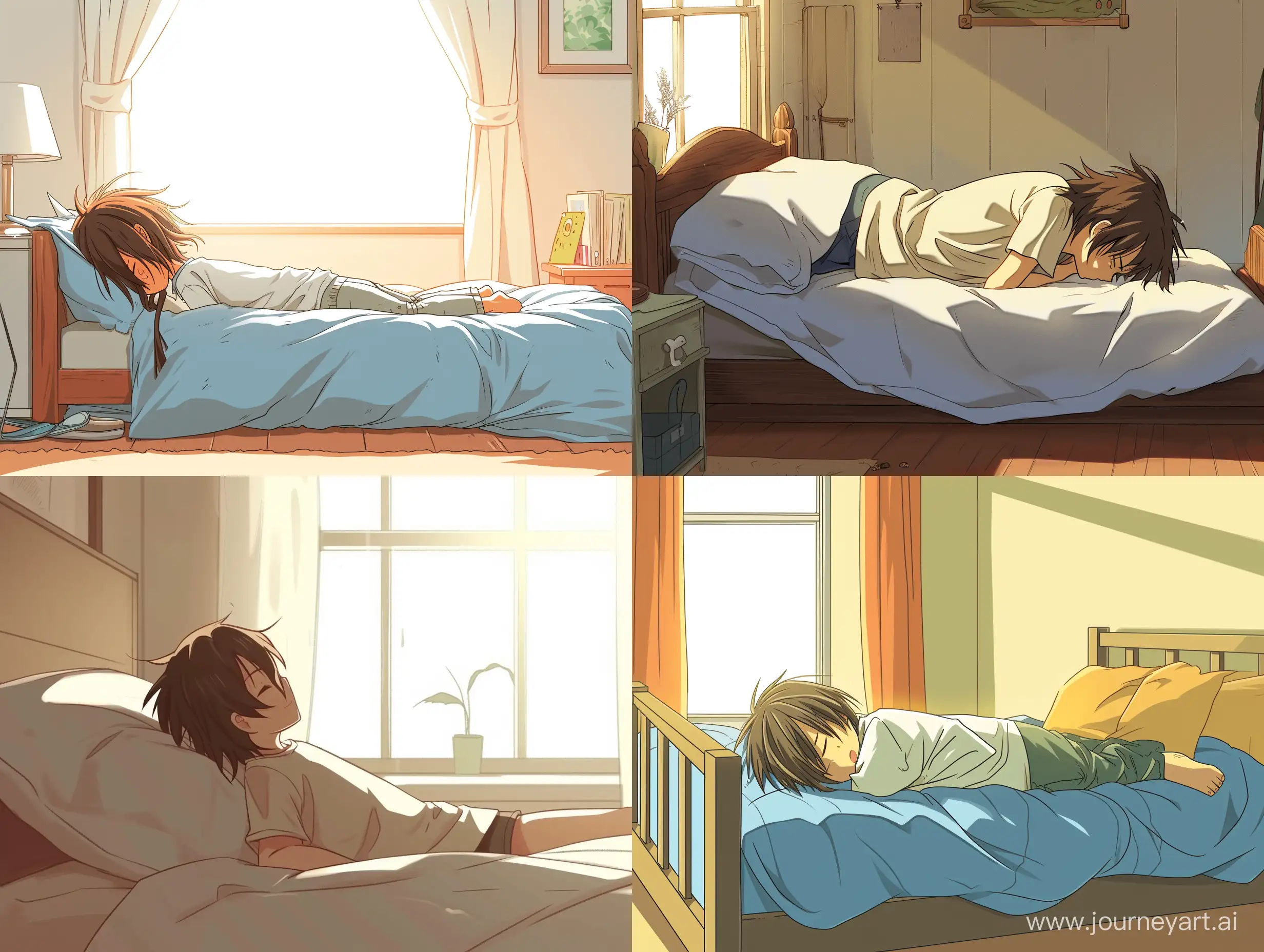 Charming-Chibi-Style-Anime-LongHaired-Boys-Morning-Awakening