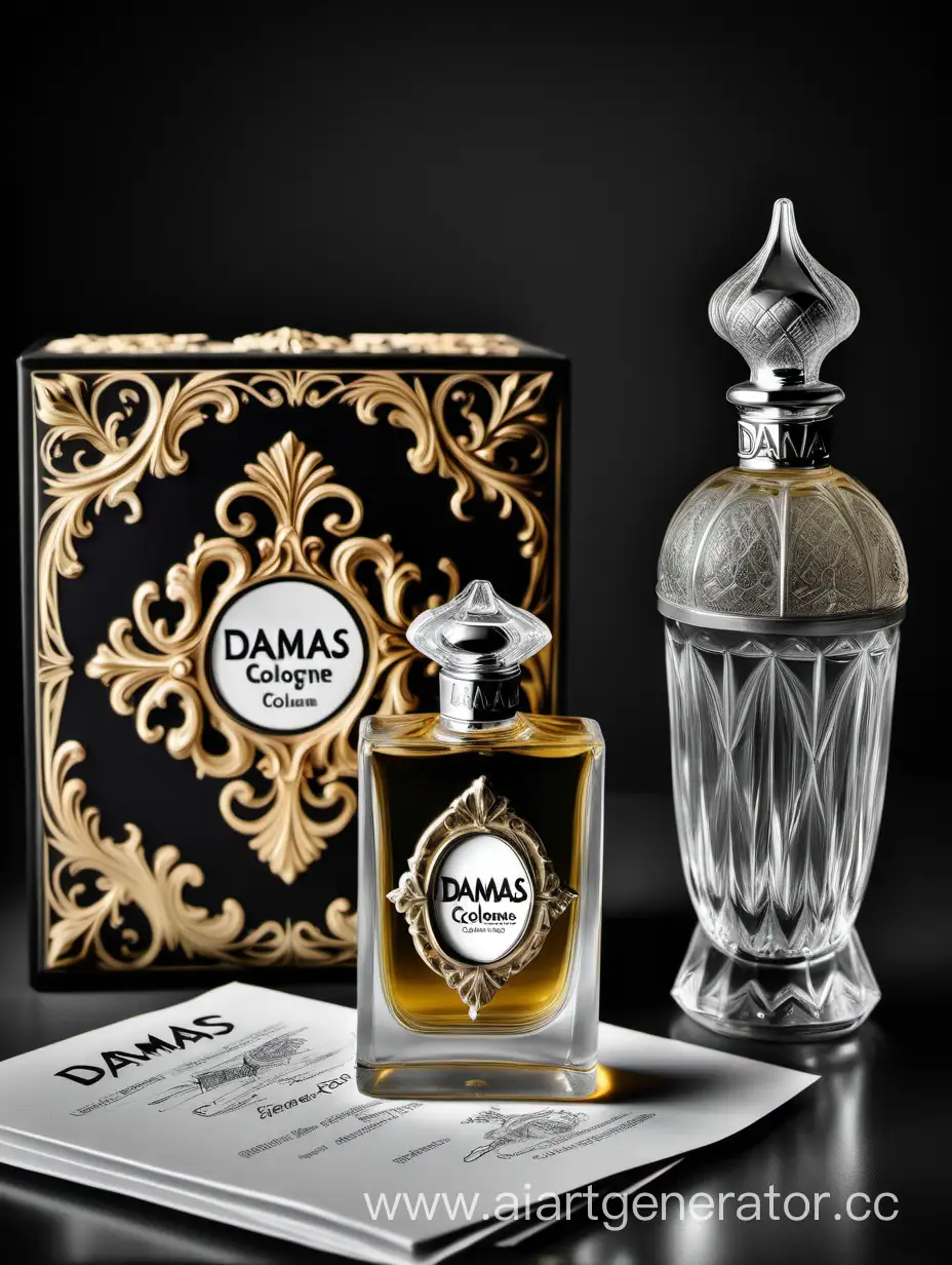 a bottle of damas cologne sitting next to a box, a flemish Baroque by Demetrios Farmakopoulos, instagram contest winner, dau-al-set, dynamic composition, contest winner, feminine