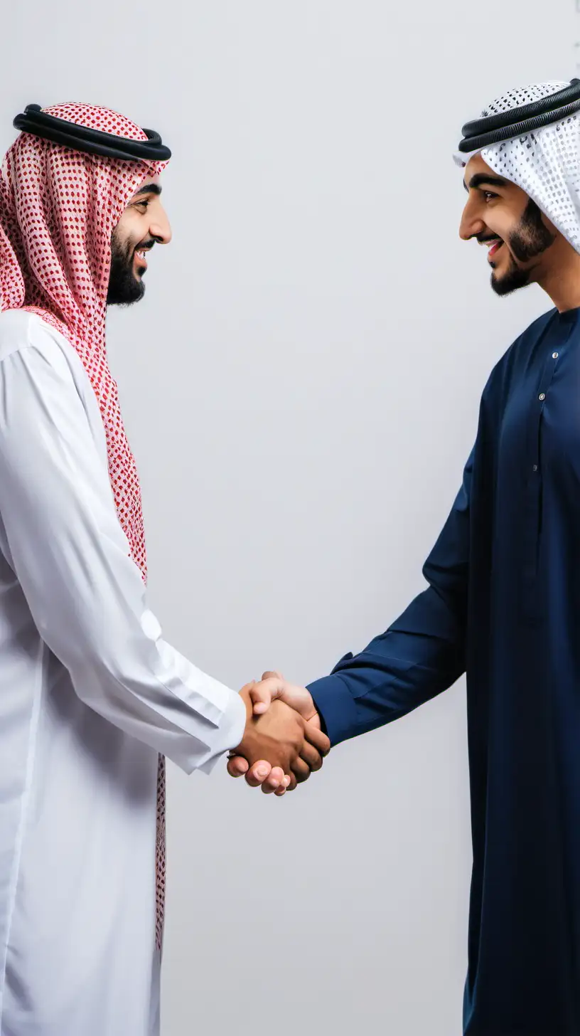 the back of Arab business partners shaking hands
