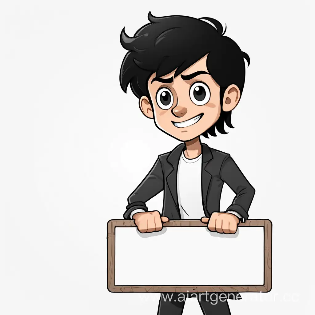 Cartoon-Character-Holding-Blank-Sign-on-White-Background