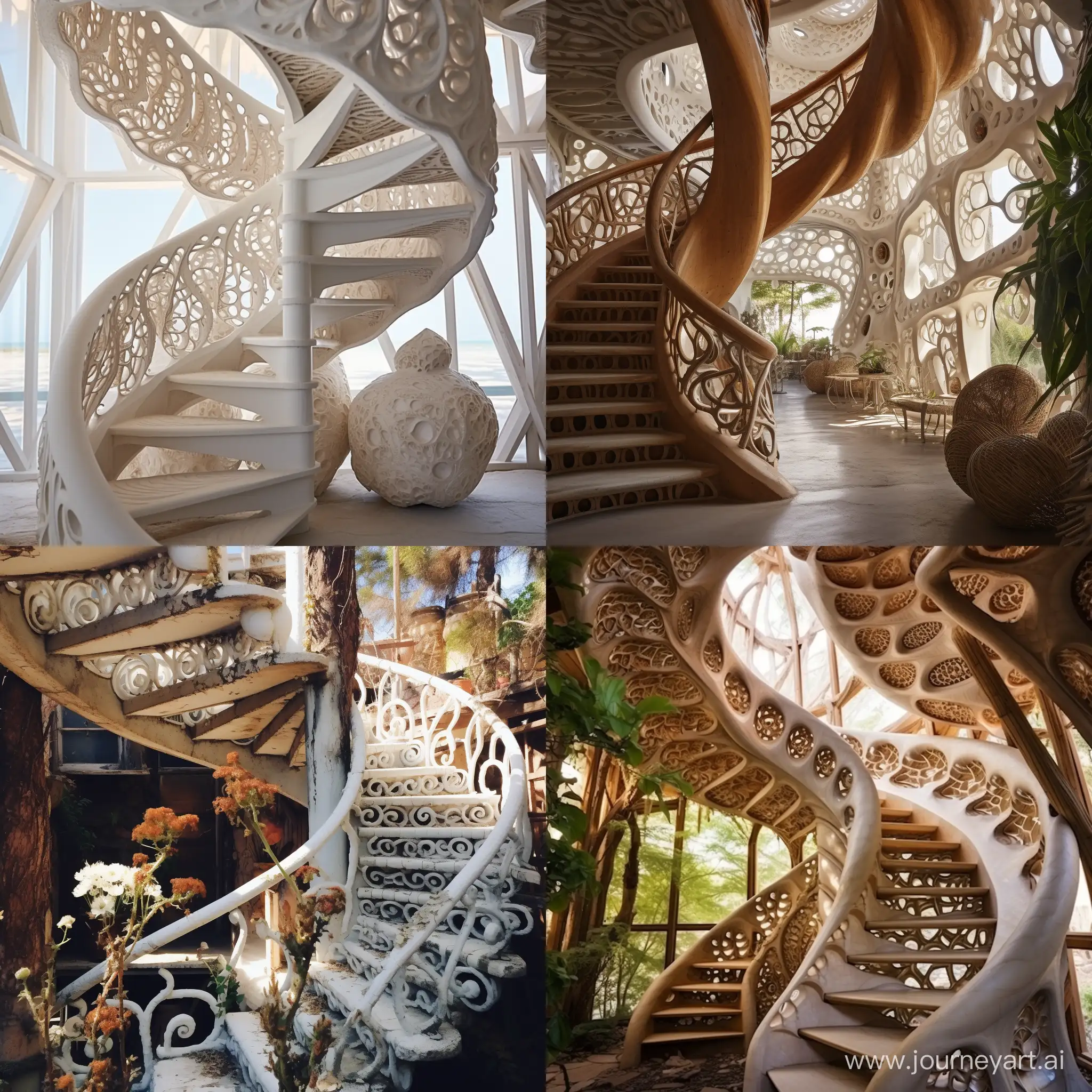Enchanting-Spiral-Garden-Staircase-with-ShellPatterned-Design