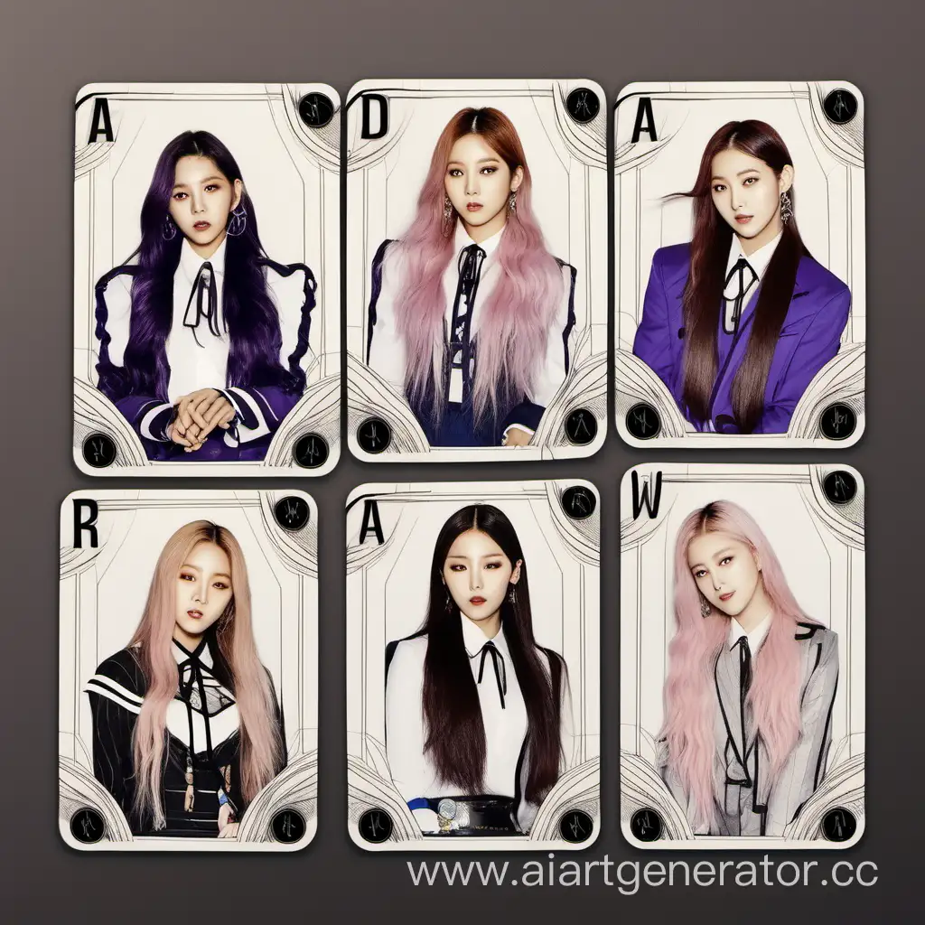 Kpop group Dreamcatcher as cards taro