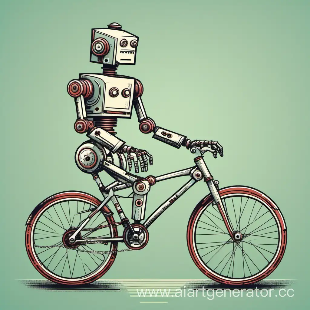 Робот едет на велосипеде
