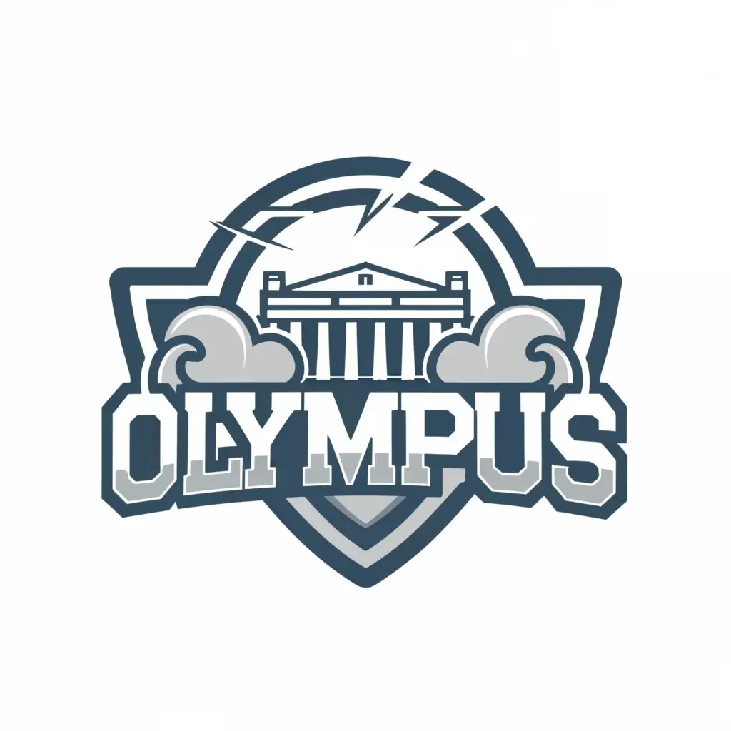 a logo design,with the text "Olympus", main symbol:Olympus , Clouds , lightning , colosseum,complex,be used in Sports Fitness industry,clear background