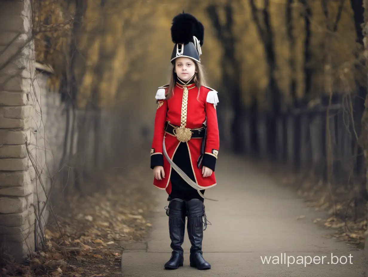 11-year-old girl in an old hussar uniform