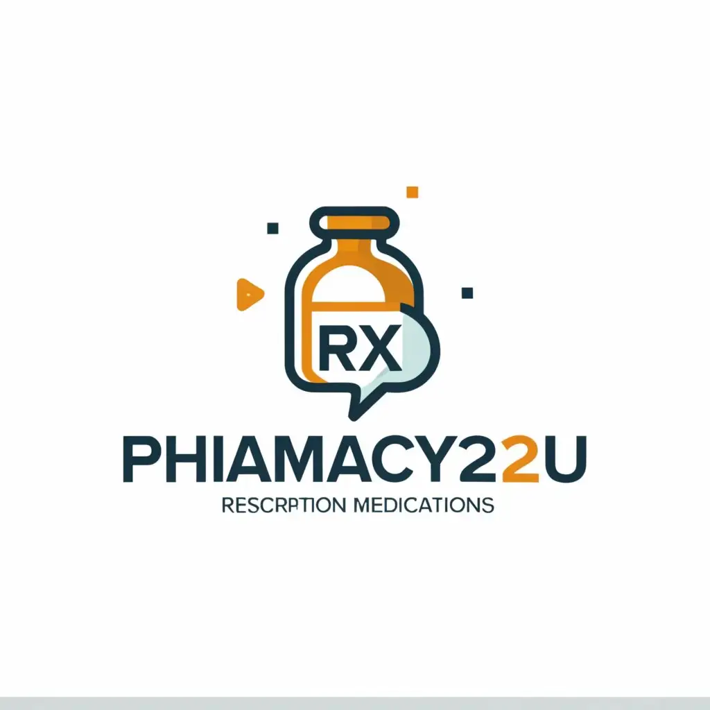 a logo design,with the text "Pharmacy2u
Genuine Prescription Medications", main symbol:Rx Prescription bottle,Minimalistic,be used in Medical Dental industry,clear background
