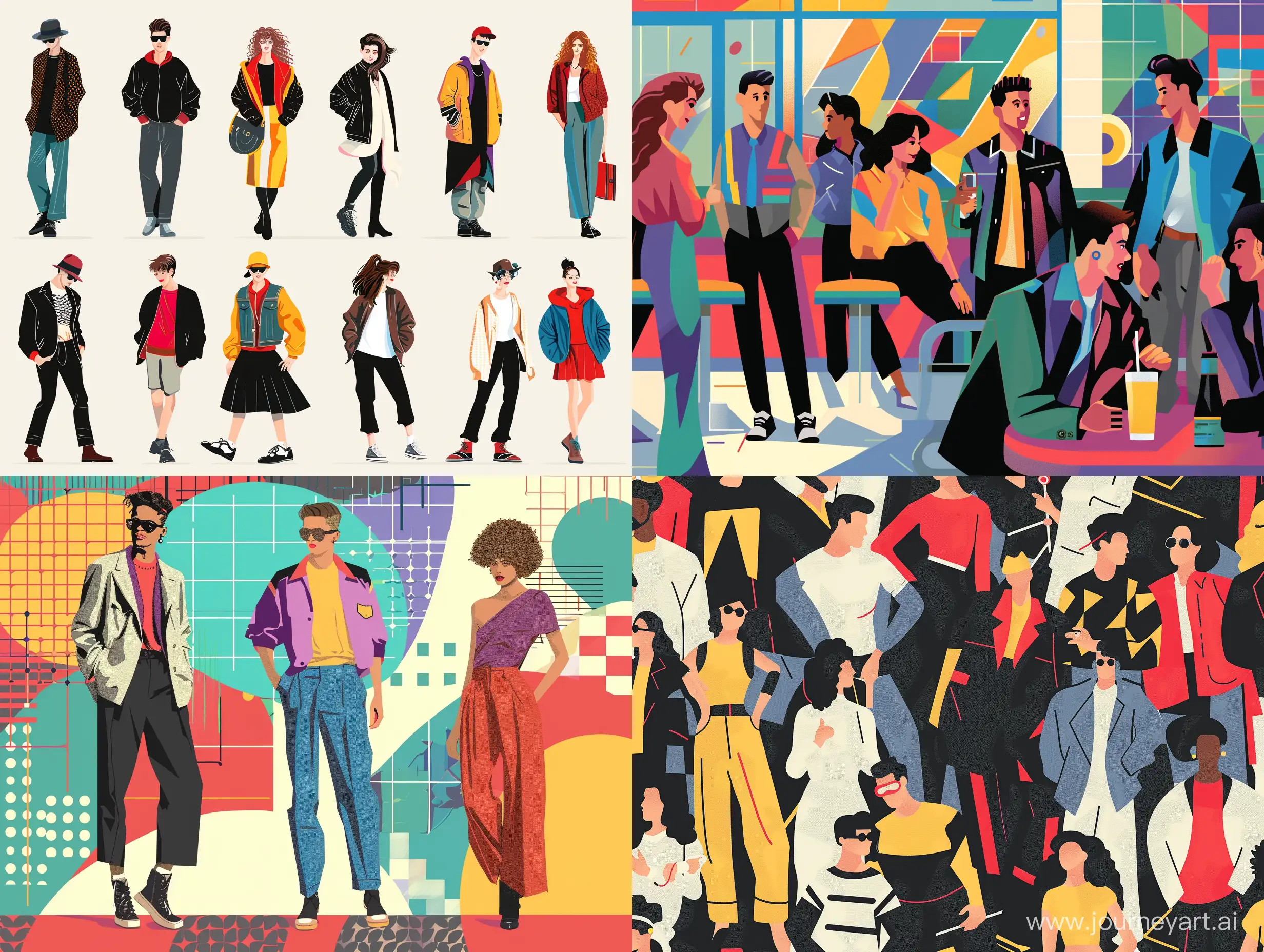 vector art for marketers of 1990s scenes and people