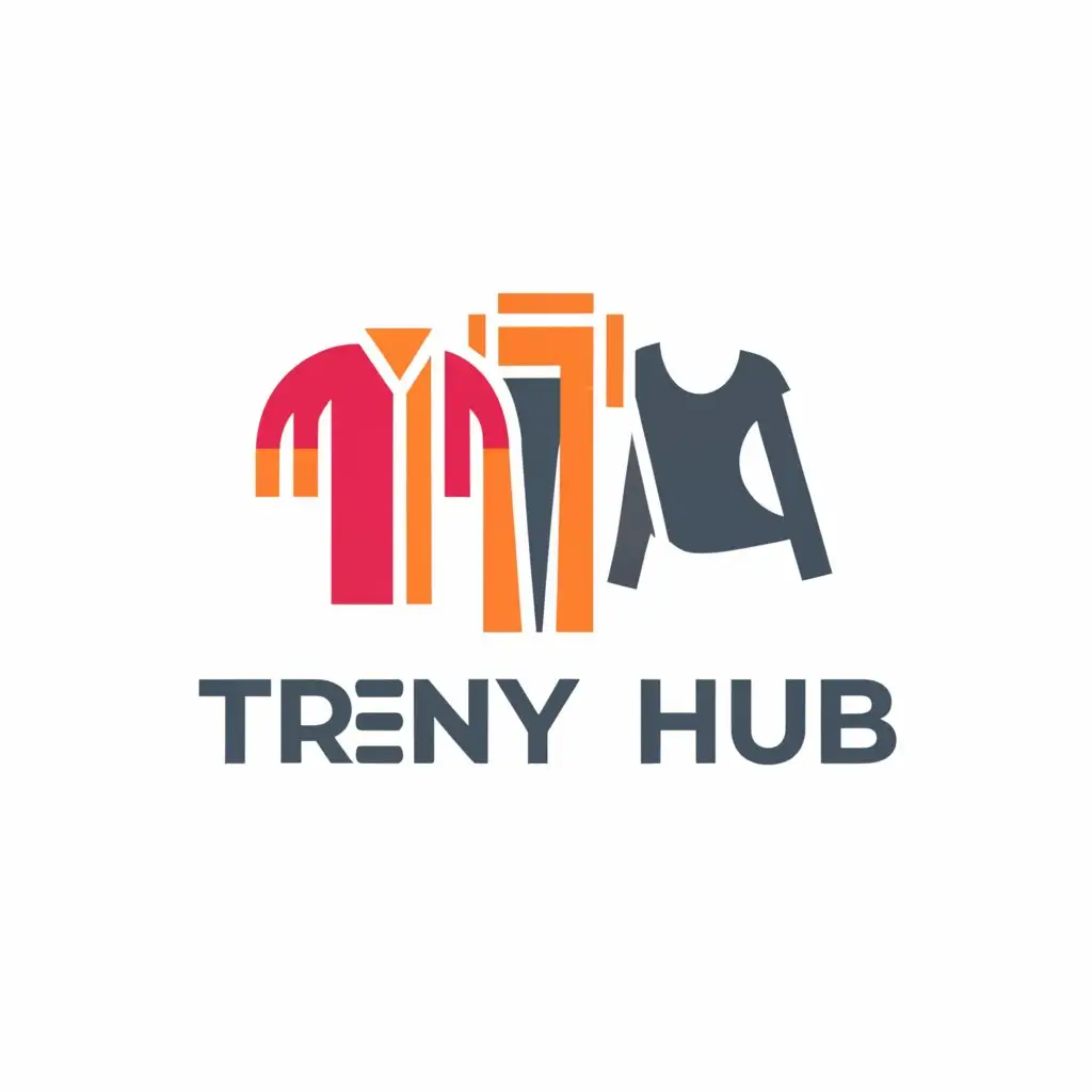 a logo design,with the text "TRENDY HUB", main symbol:CLOTHING,Moderate,clear background