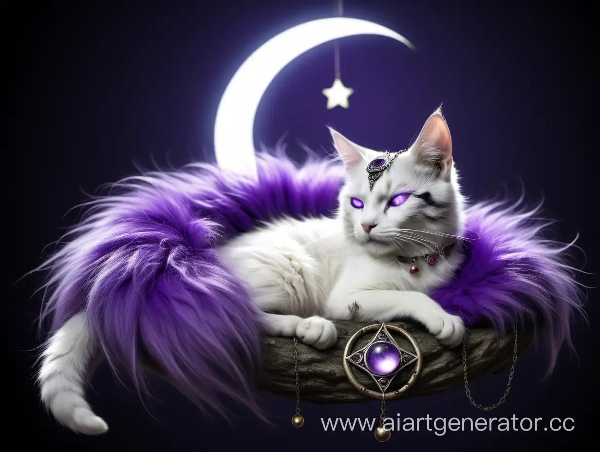 Purple-Fur-Cat-Resting-with-Moon-Amulet