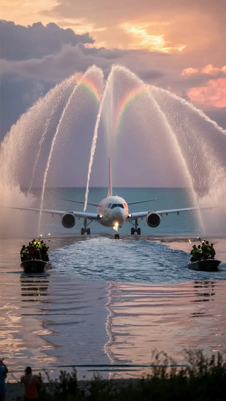 Airplane water salute 