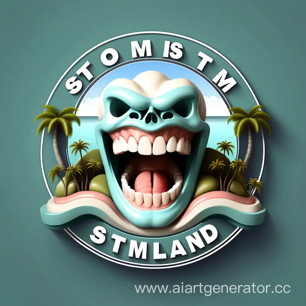 Logo for dentistry with the name "stom island"