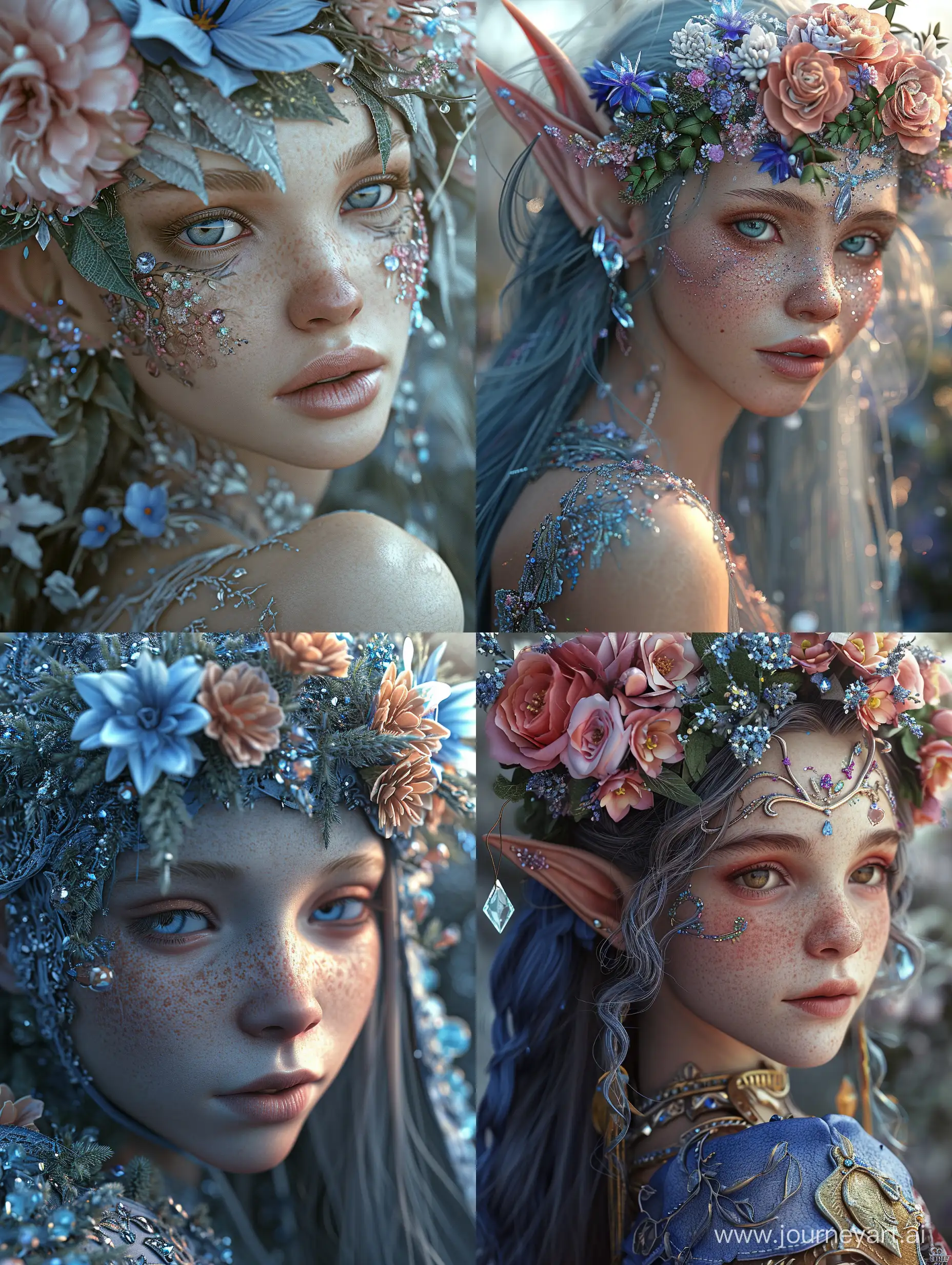 Enchanting-Blue-Elf-with-Intricate-Floral-Crown-Fantasy-Art