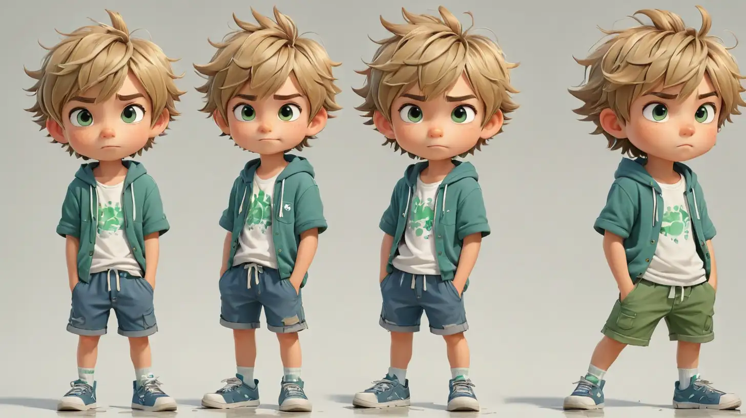 Charming Chibi Boy in Playful Poses and Expressions