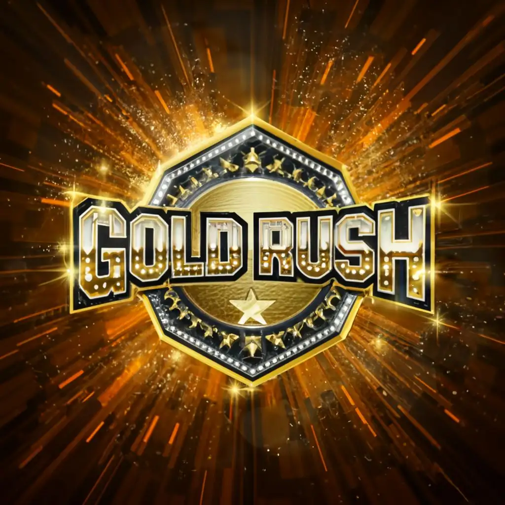 a logo design,with the text "Gold Rush", main symbol:logo indicating all championships on the line for wrestling ppv,complex,be used in Sports Fitness industry,clear background