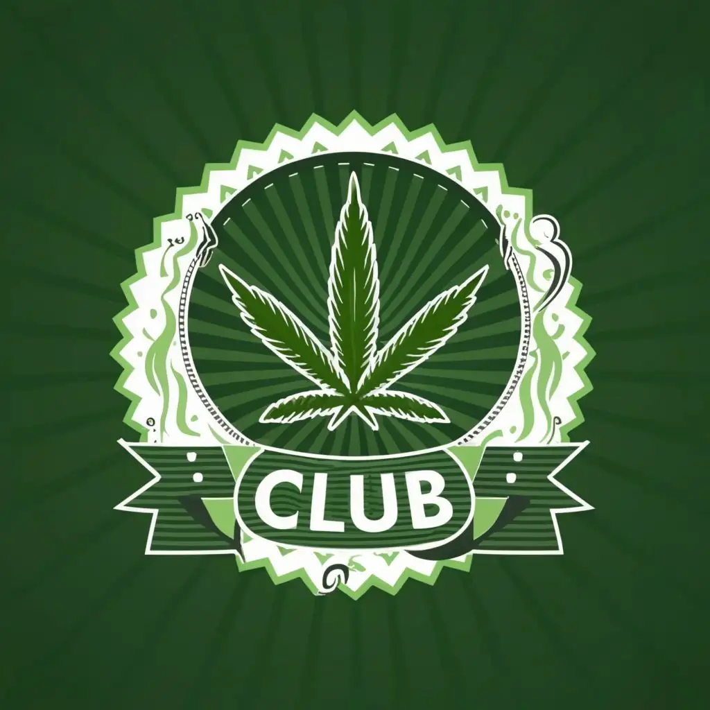 logo, cannabis, weed, circle, green background, with the text "Club", typography, be used in Internet industry