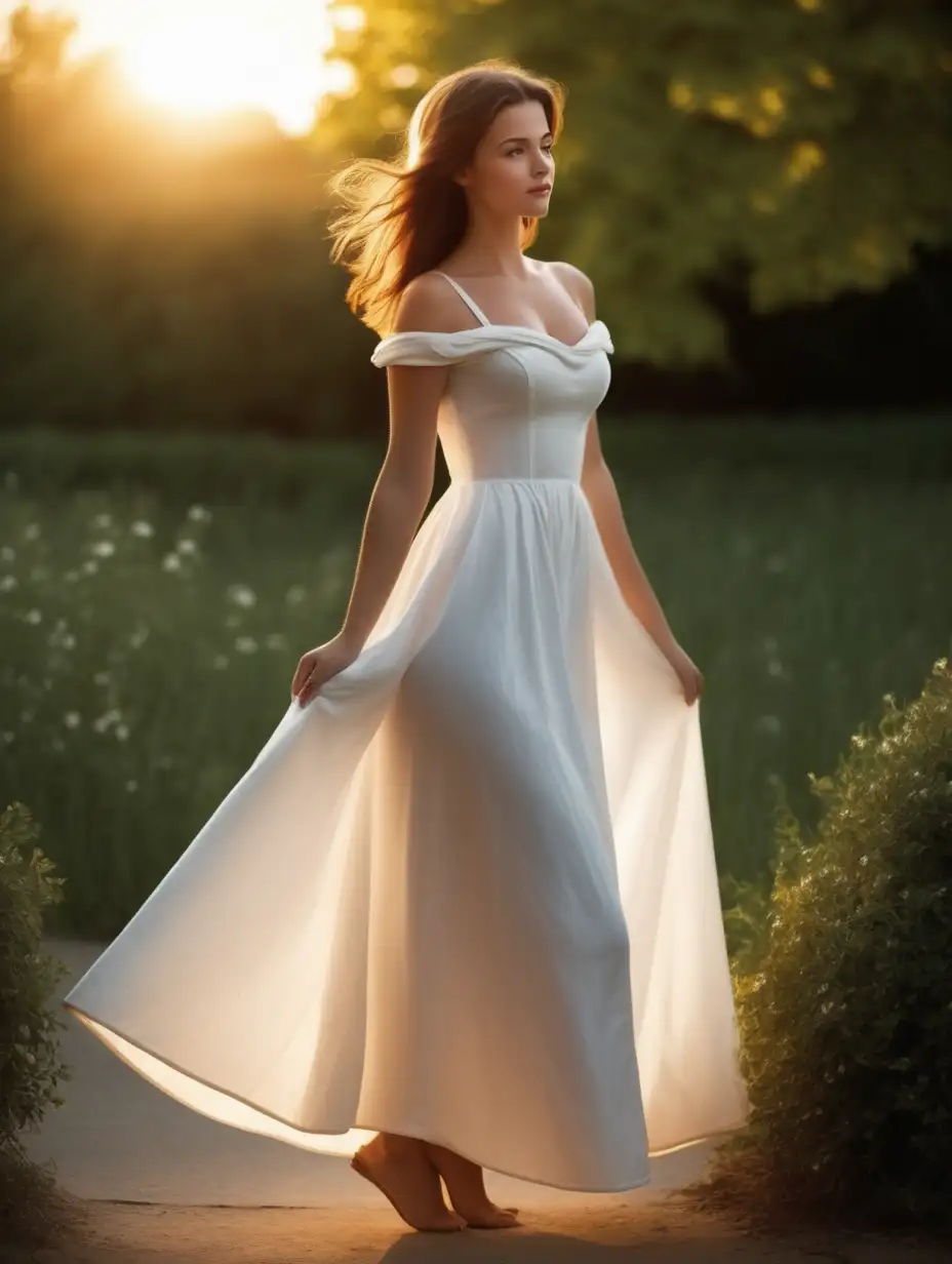 Elegant Protagonist in a Beautiful Bent Dress