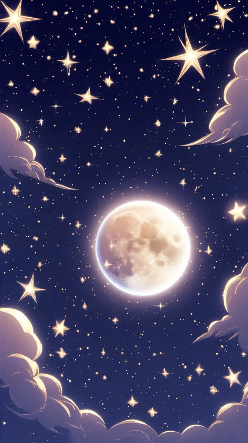 Enchanting Animated Celestial Moon and Stars Background