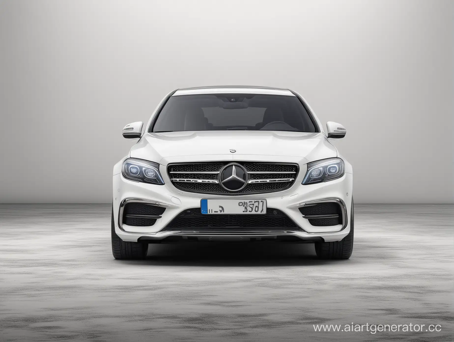 Luxurious-White-Mercedes-Front-View-on-Pristine-Background