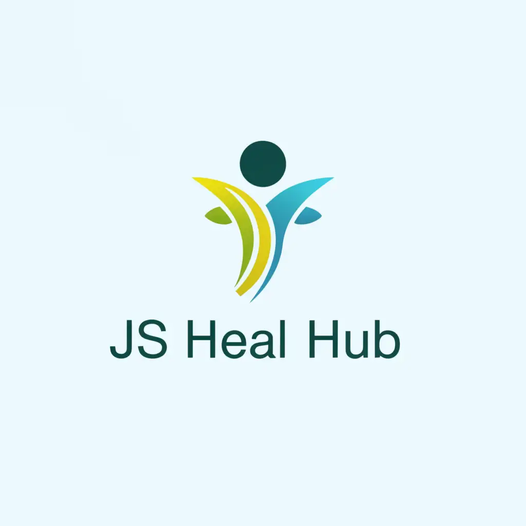 a logo design,with the text "JS HEAL HUB", main symbol:spinal Alignment,Minimalistic,be used in Medical Dental industry,clear background