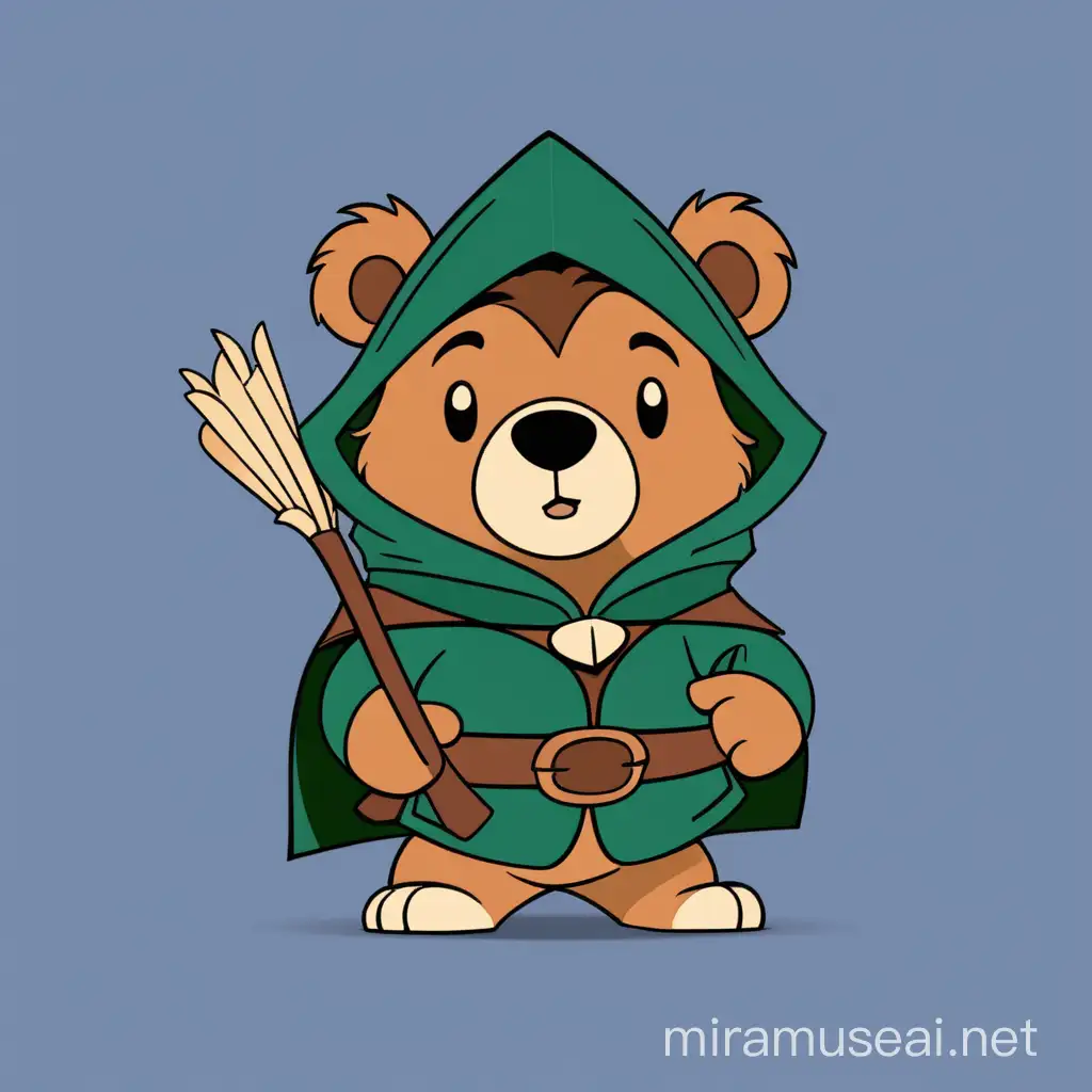 Charming Little John Bear in Minimalist Vector Style from Disneys Robin Hood