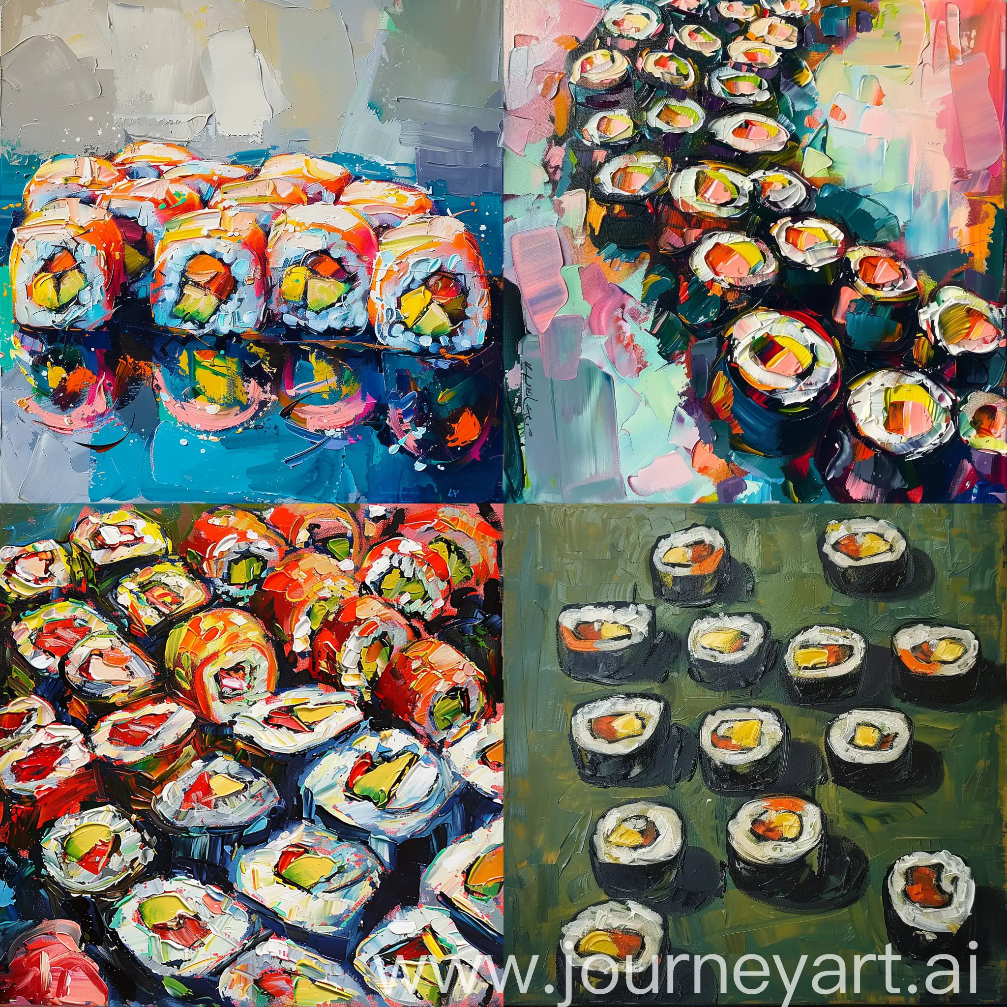 Colorful-Surreal-Japanese-Rolls-Oil-Painting