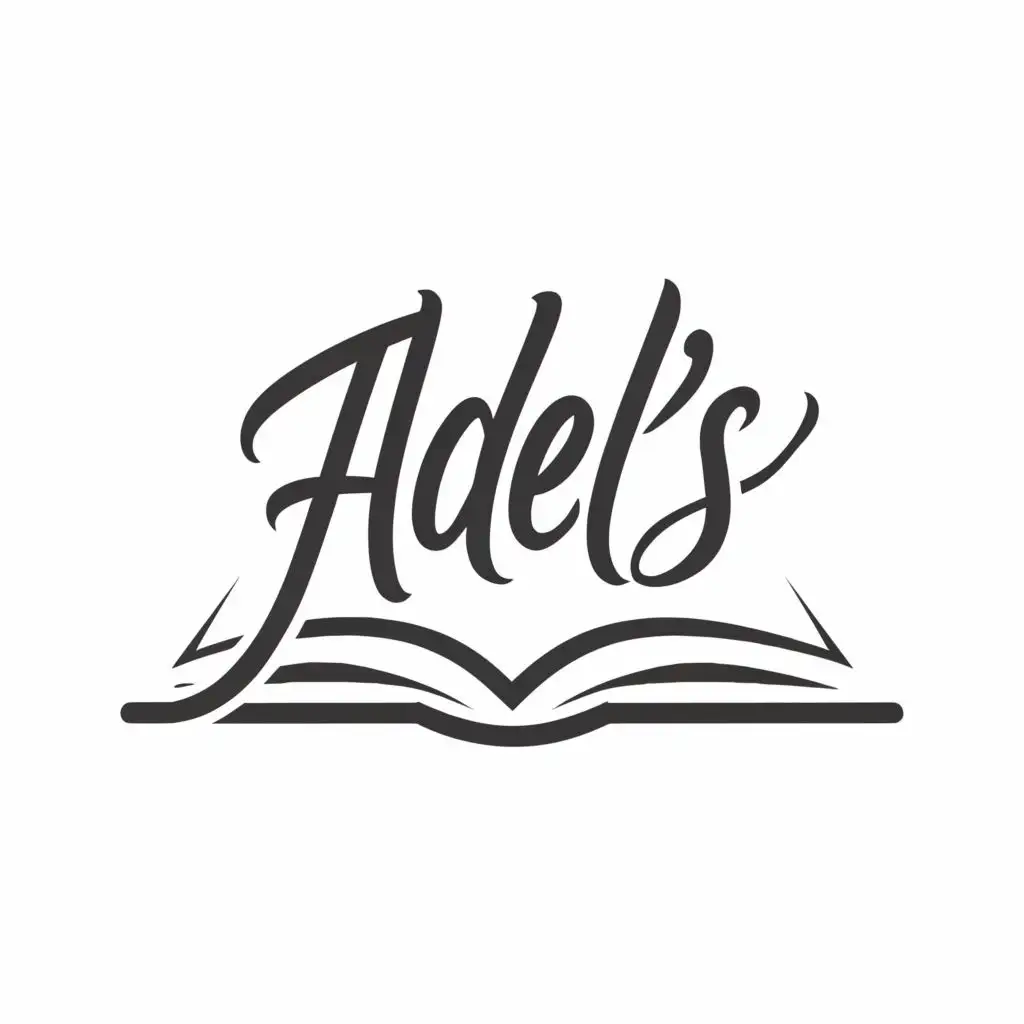 logo, black and white
a book, with the text "Adel's", typography, be used in Education industry