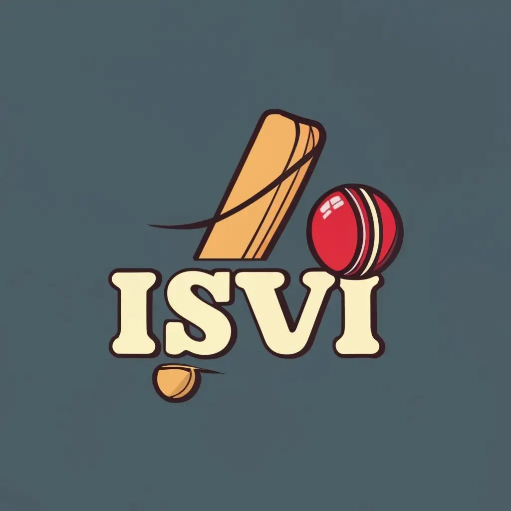logo, Cricket Bat and ball, with the text "Isvi", typography, be used in Sports Fitness industry