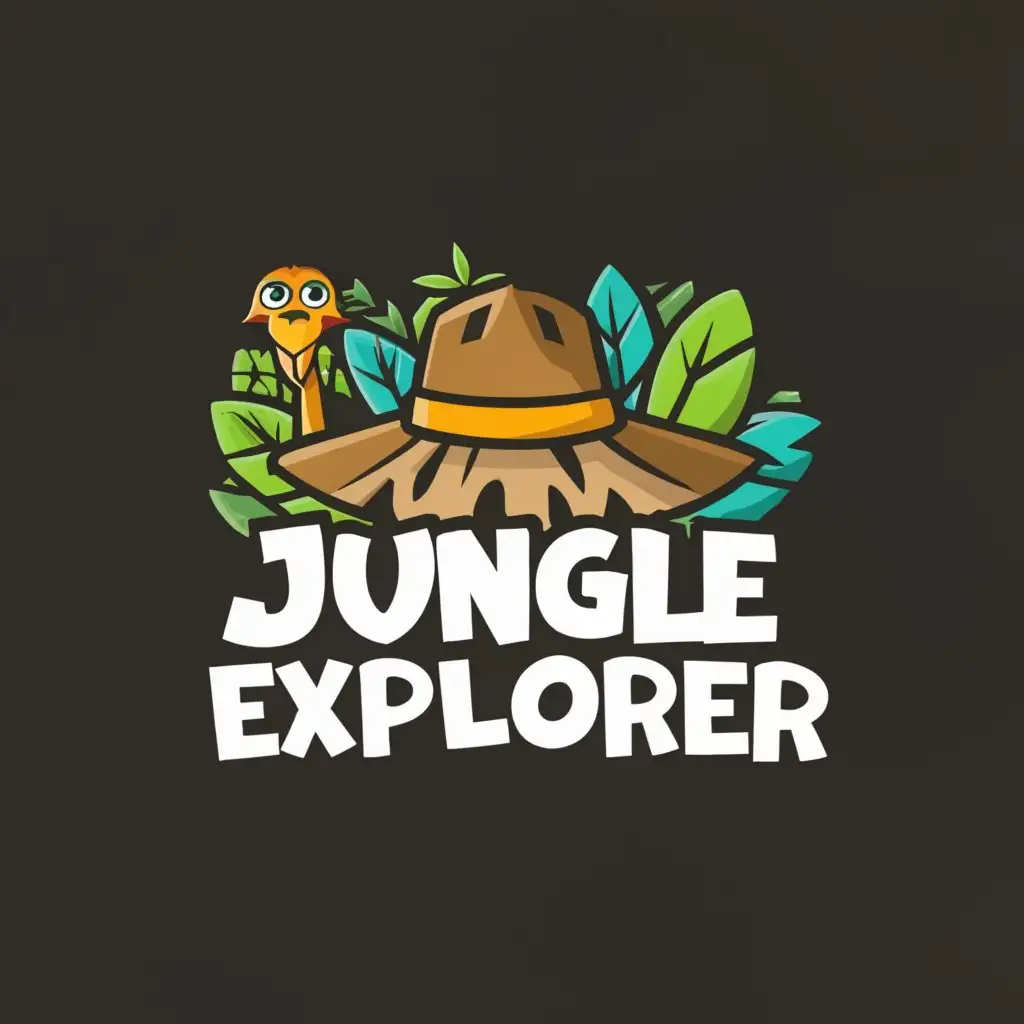 LOGO-Design-For-Jungle-Explorer-Playful-Safari-Hat-Emblem-for-Kids-Restaurant-Adventure