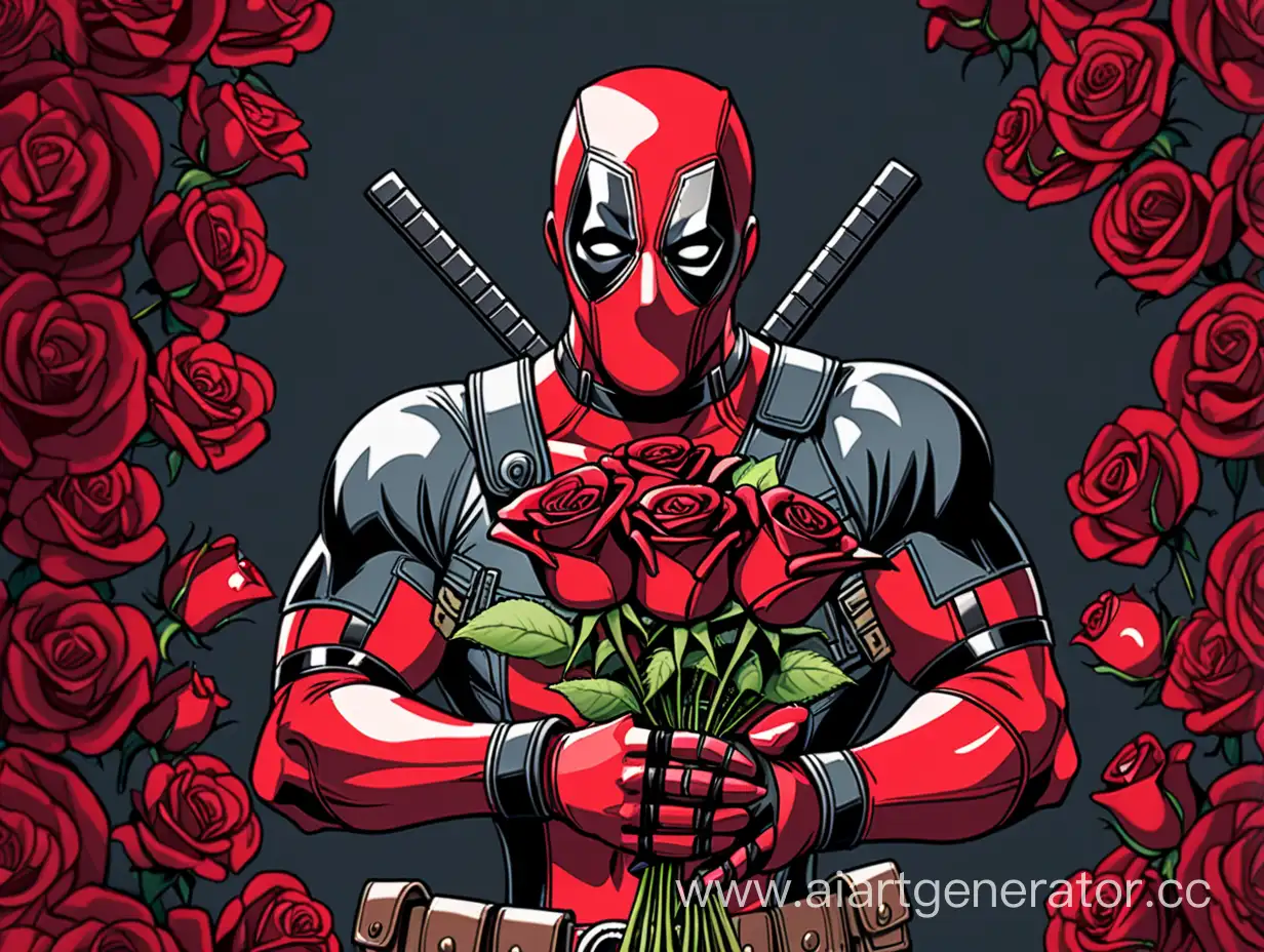 Deadpool-Holding-Bouquet-of-Roses-in-Dark-Fantasy-Setting