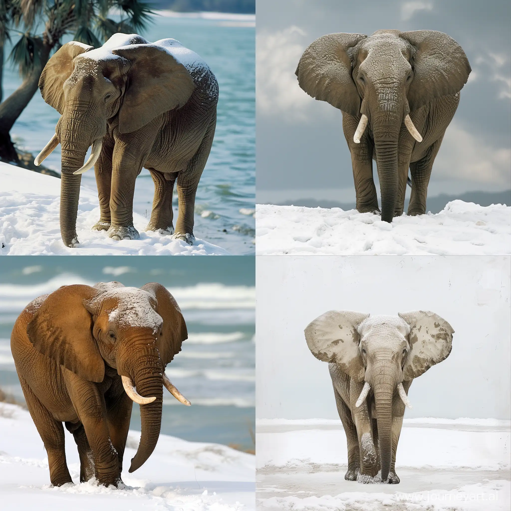 Majestic-Elephant-Standing-in-Snowy-Landscape