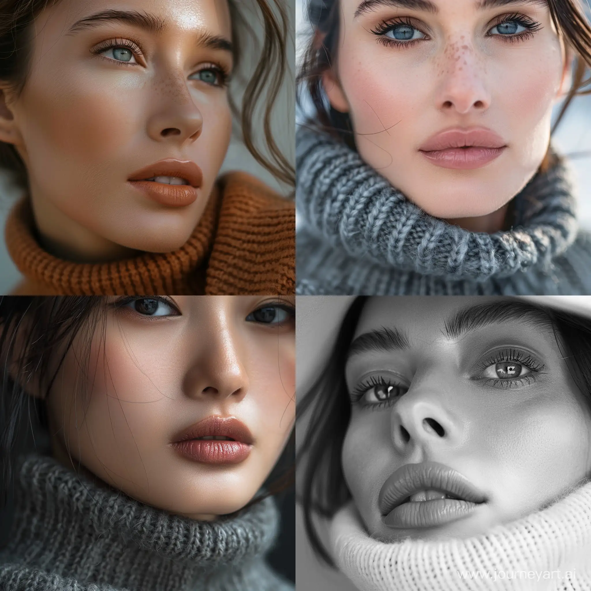 Lady in turtle neck face closeup 