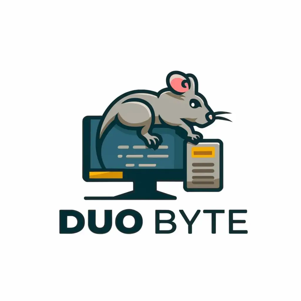 logo, rat on pc, with the text "Duo Byte", typography, be used in Technology industry