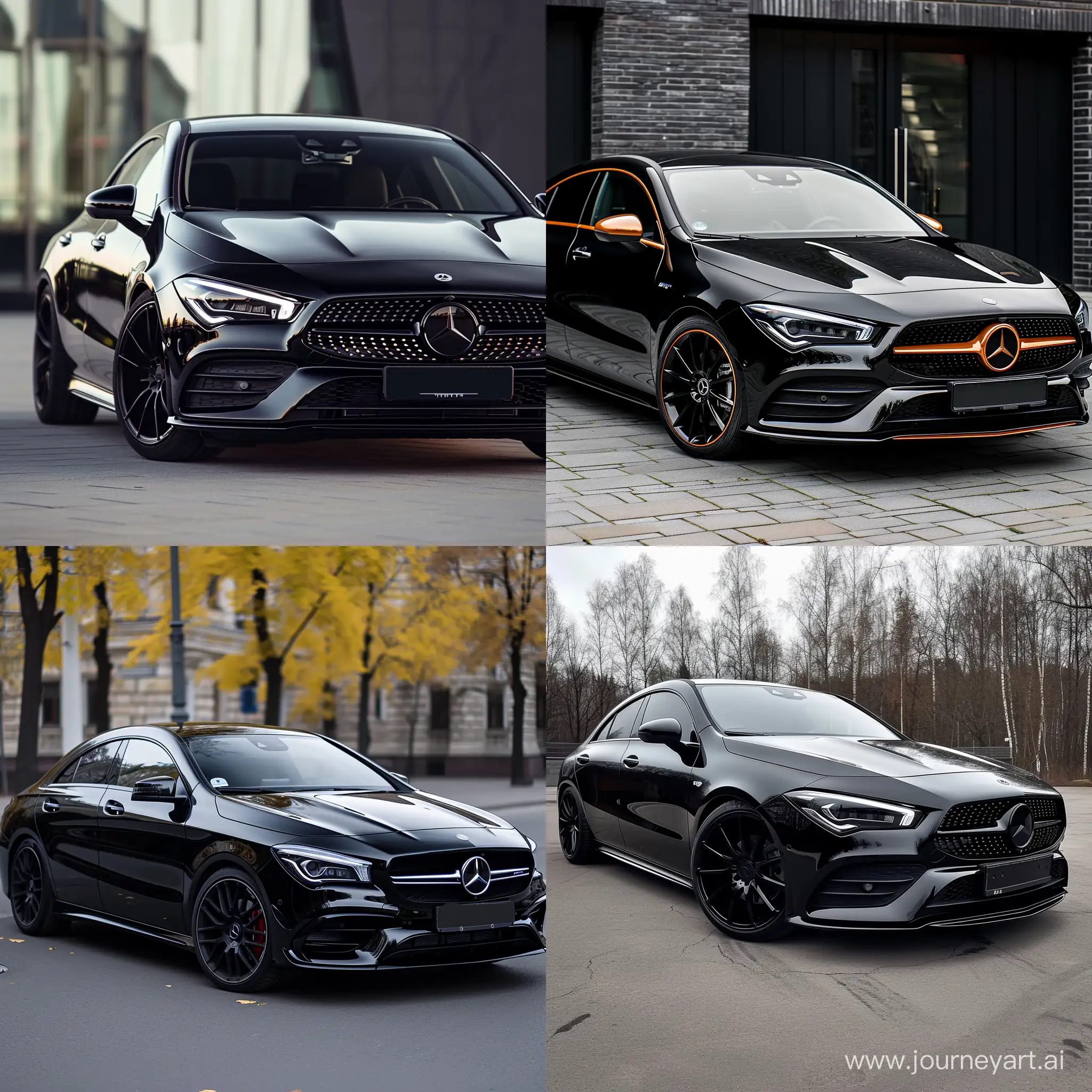 create realistic photos full tuning Mercedes cla black color