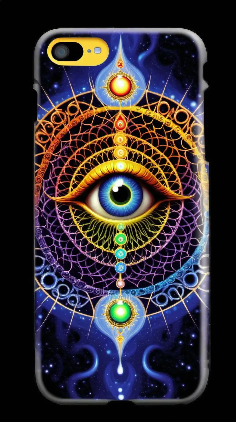 Mystical Chakra Theme Cell Phone Cover Design with AllSeeing Eye