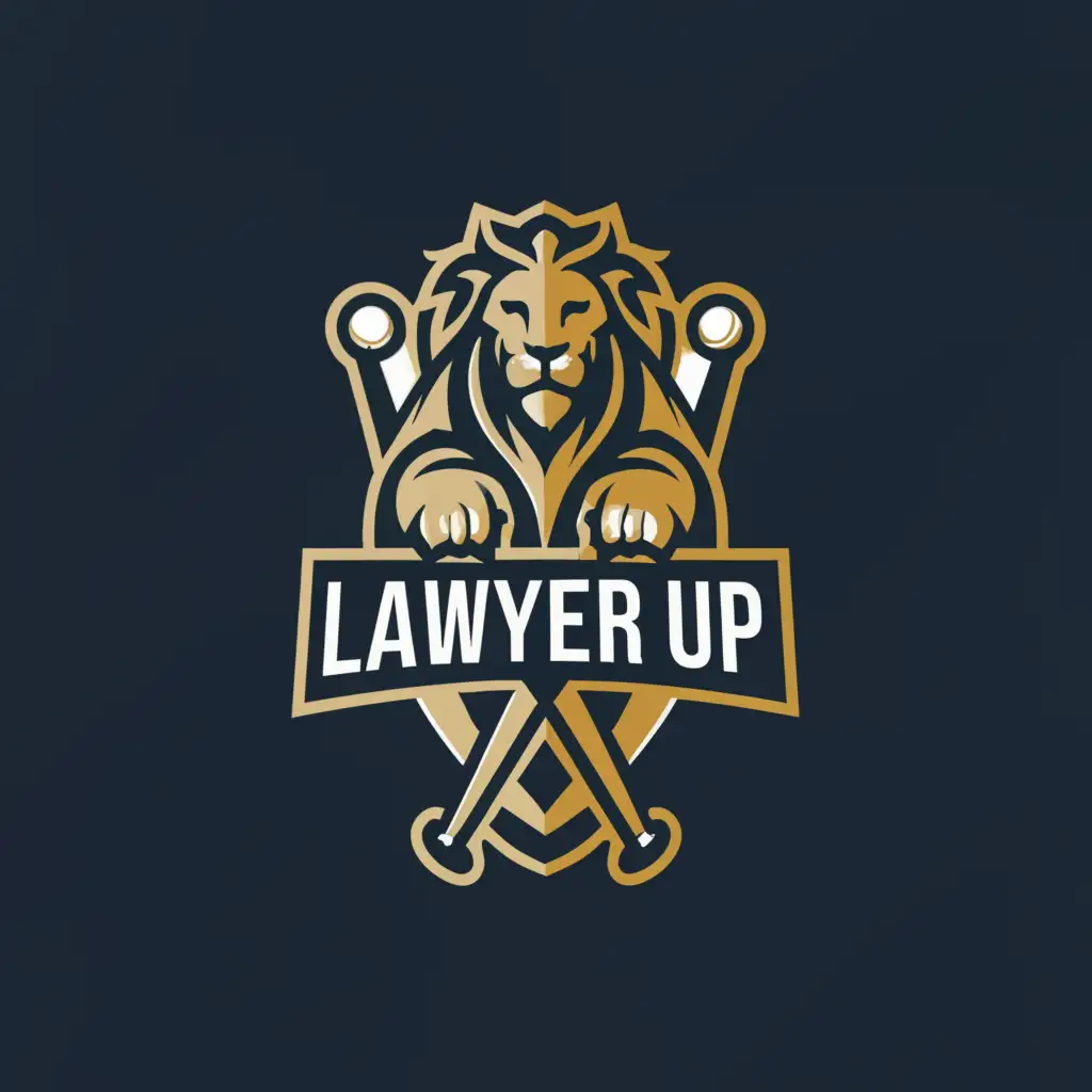 a logo design,with the text """"
Lawyer Up
"""", main symbol:Baseball, legal, lion,Moderate,be used in Sports Fitness industry,clear background