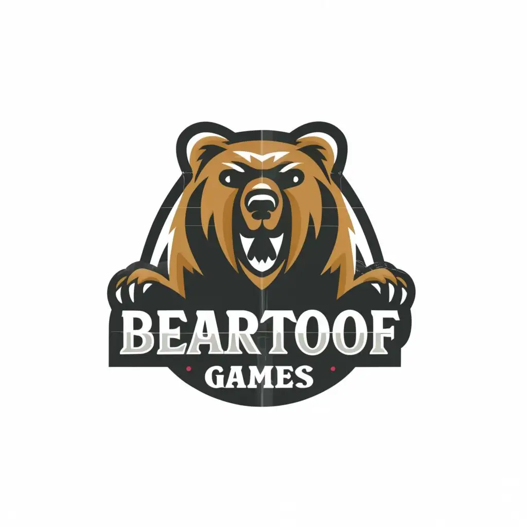 a logo design,with the text "Beartoof Games", main symbol:Grizzly bear,Moderate,be used in Entertainment industry,clear background