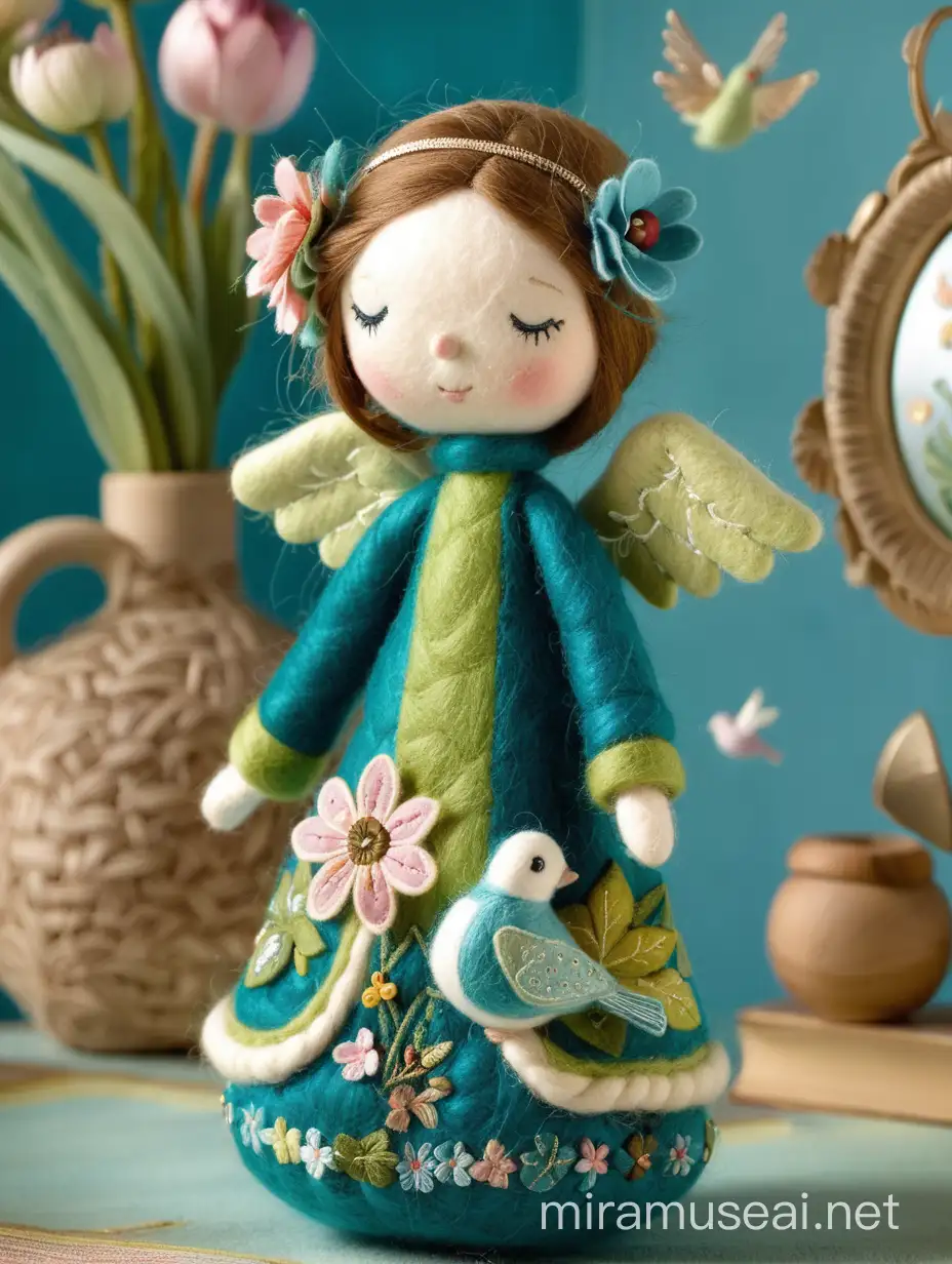Enchanting Spring Angel Doll in PIP STUDIO Duo Stripe Green Wonderland