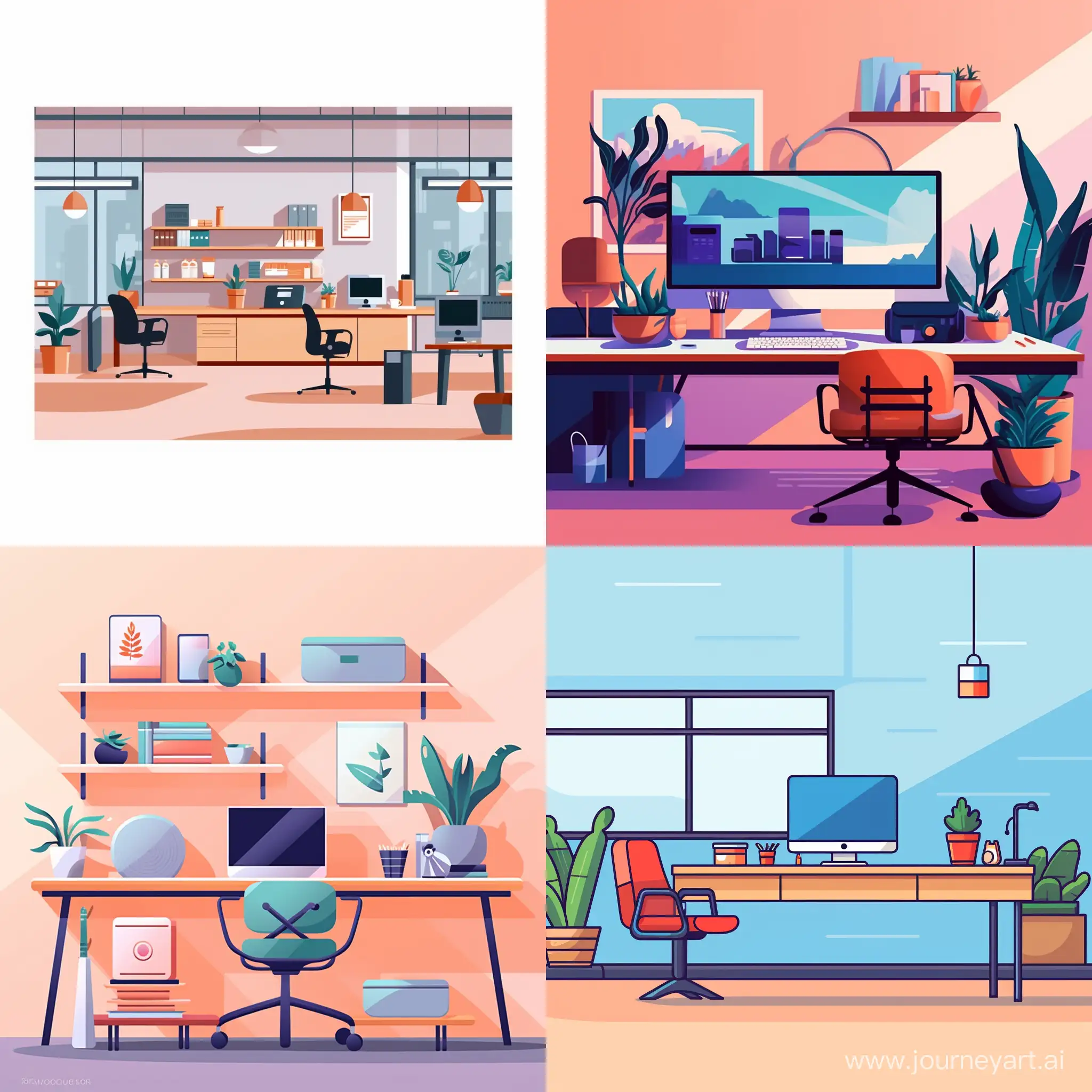 Vibrant-Business-Office-Illustration-with-Modern-Workspace-Elements