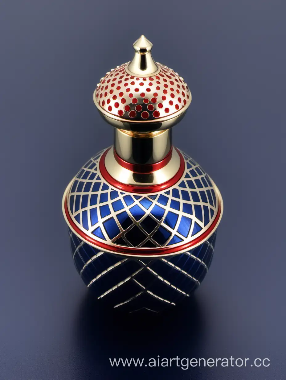 Luxurious-Zamac-Perfume-Bottle-Cap-with-Shiny-Dark-Blue-Finish-and-Matt-RedWhite-Border