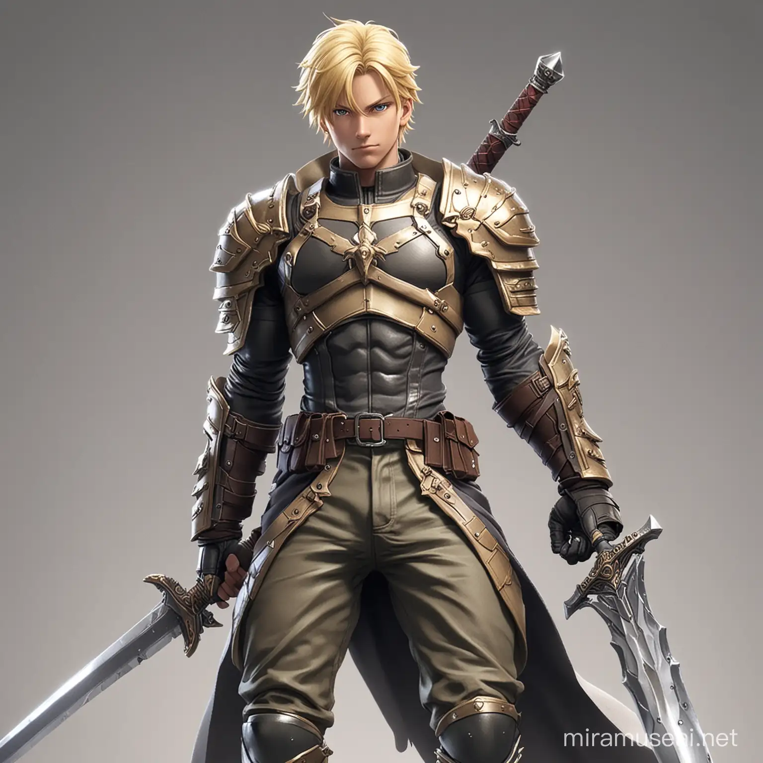 Blonde Anime SClass Soldier with Giant Sword