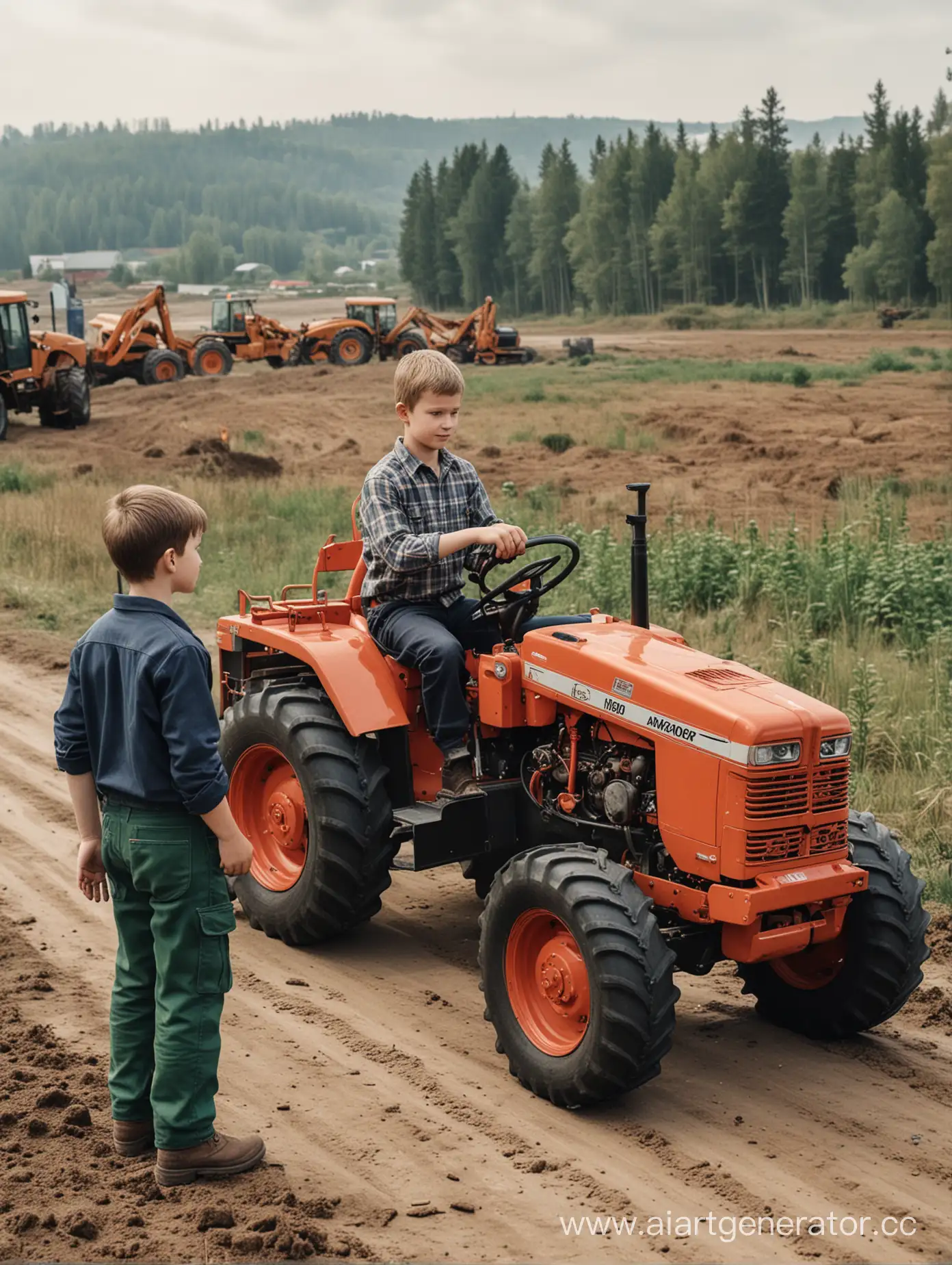 Father-and-Son-with-Amkodor-Toy-Tractor-Facing-W500C-Loader