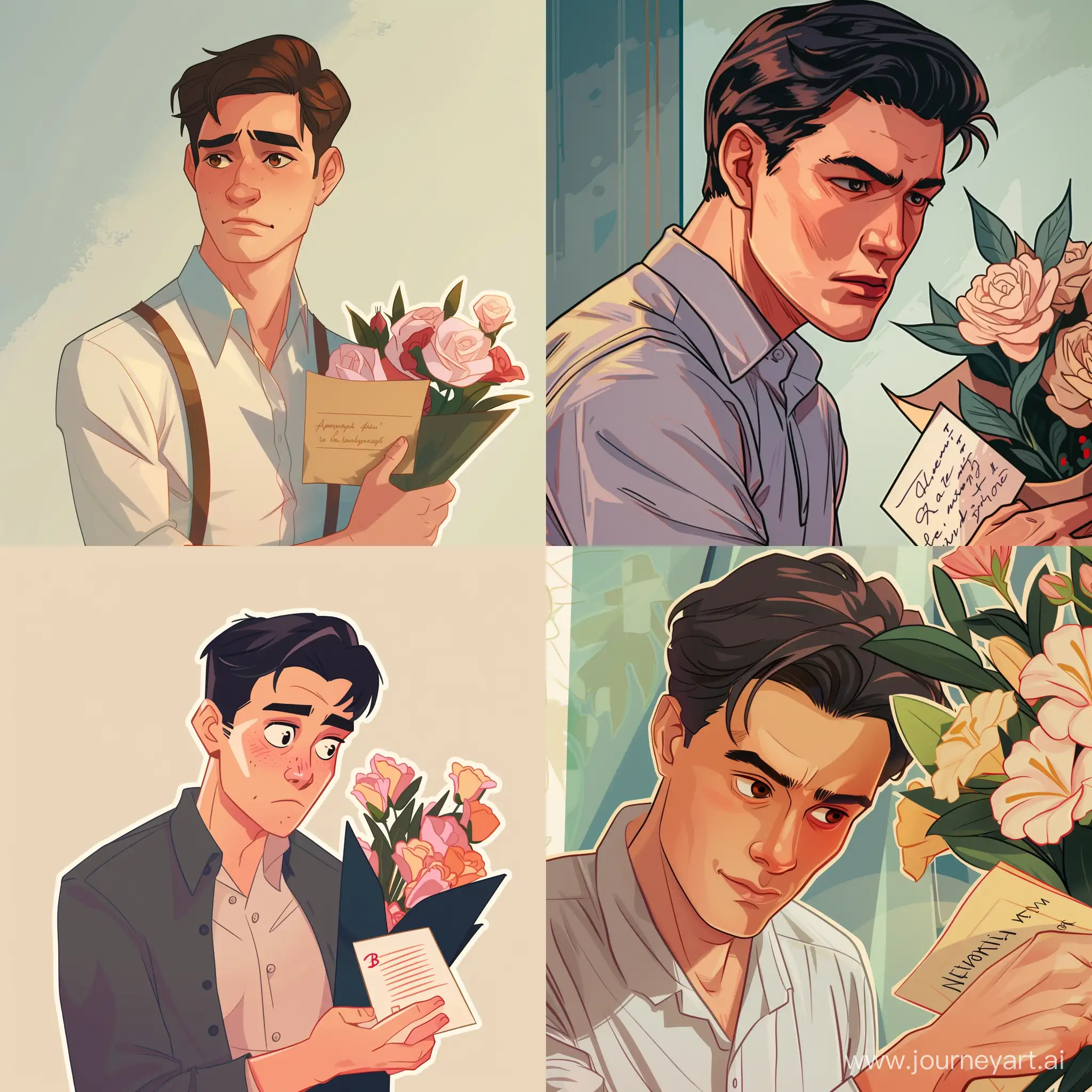 Sincere-Boyfriend-Apology-Sticker-with-Gentle-Expression-and-Flowers