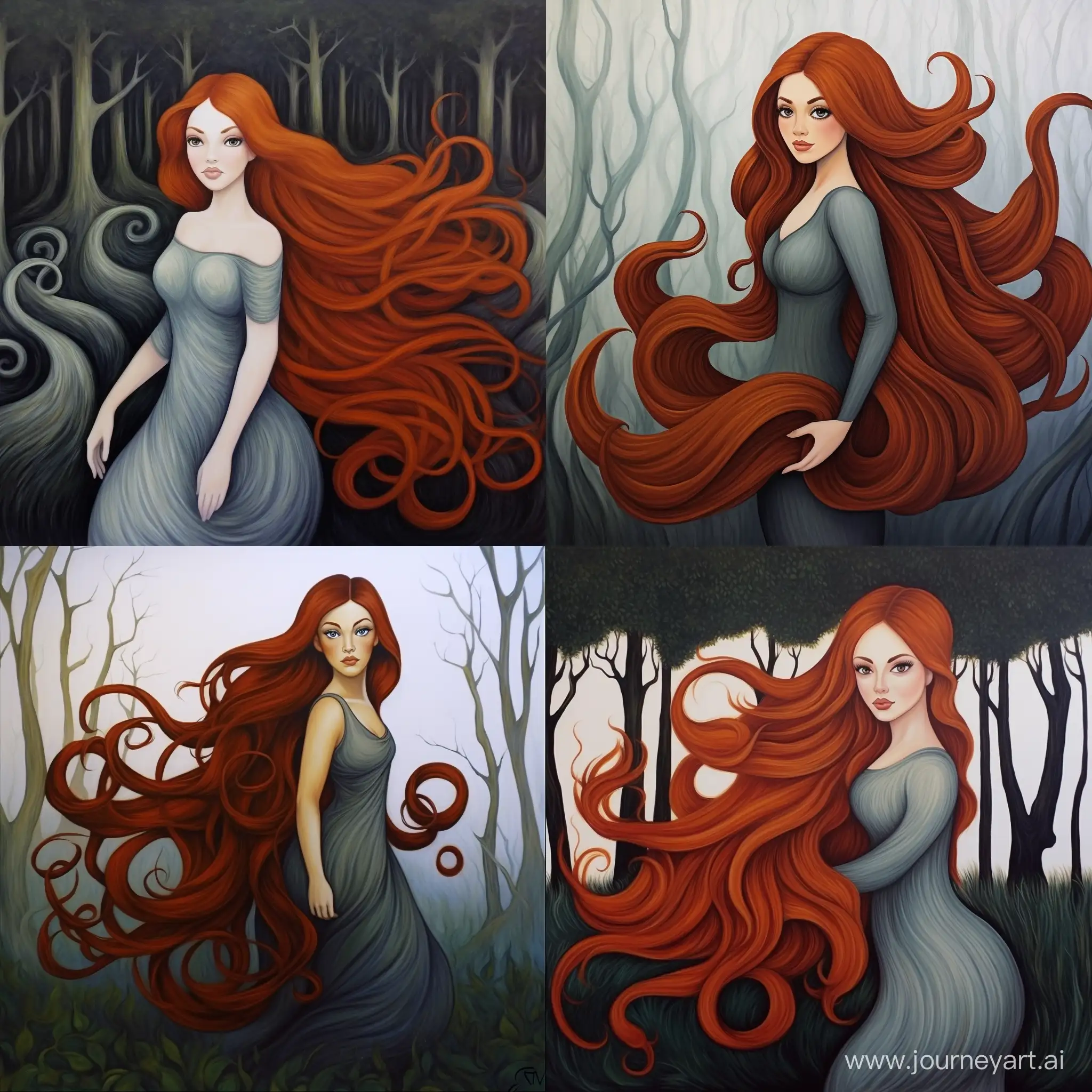 A Curvy Woman with long red hair does yogaga
