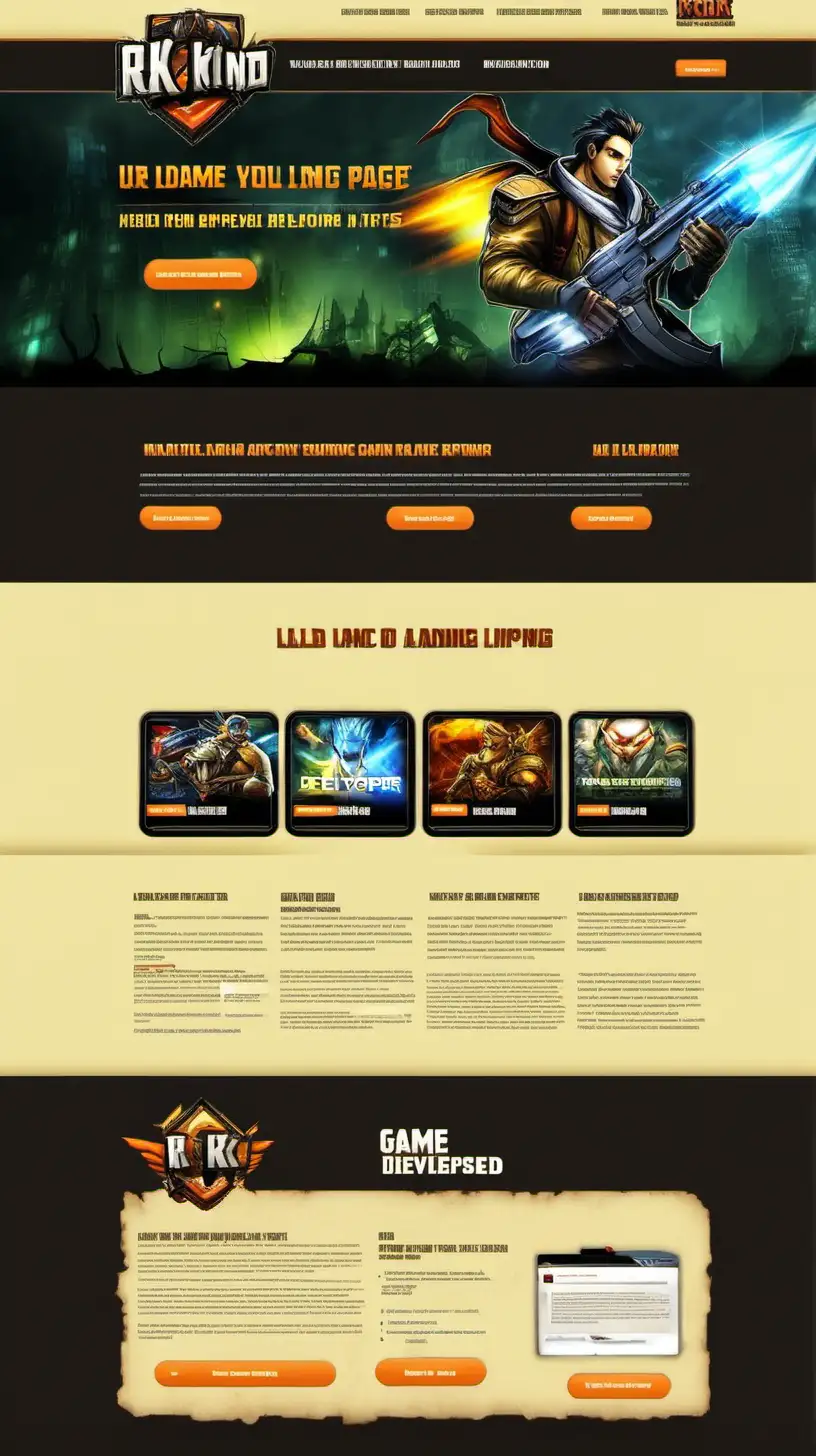 need a landing page for a game developer website by the name of RK Limited
