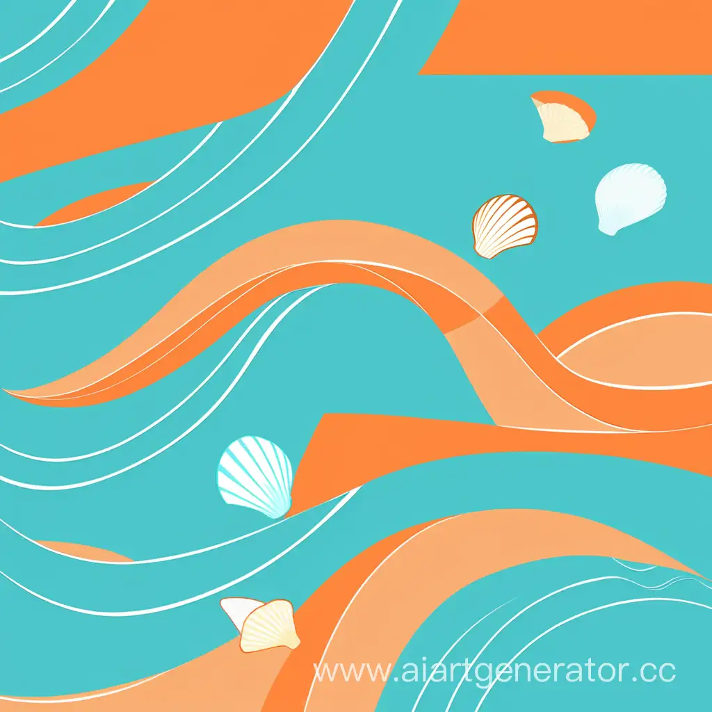 Обложка для плейлиста море солнце волны минимализм музыка бирюзовый оранжевый синий. добавь ракушки